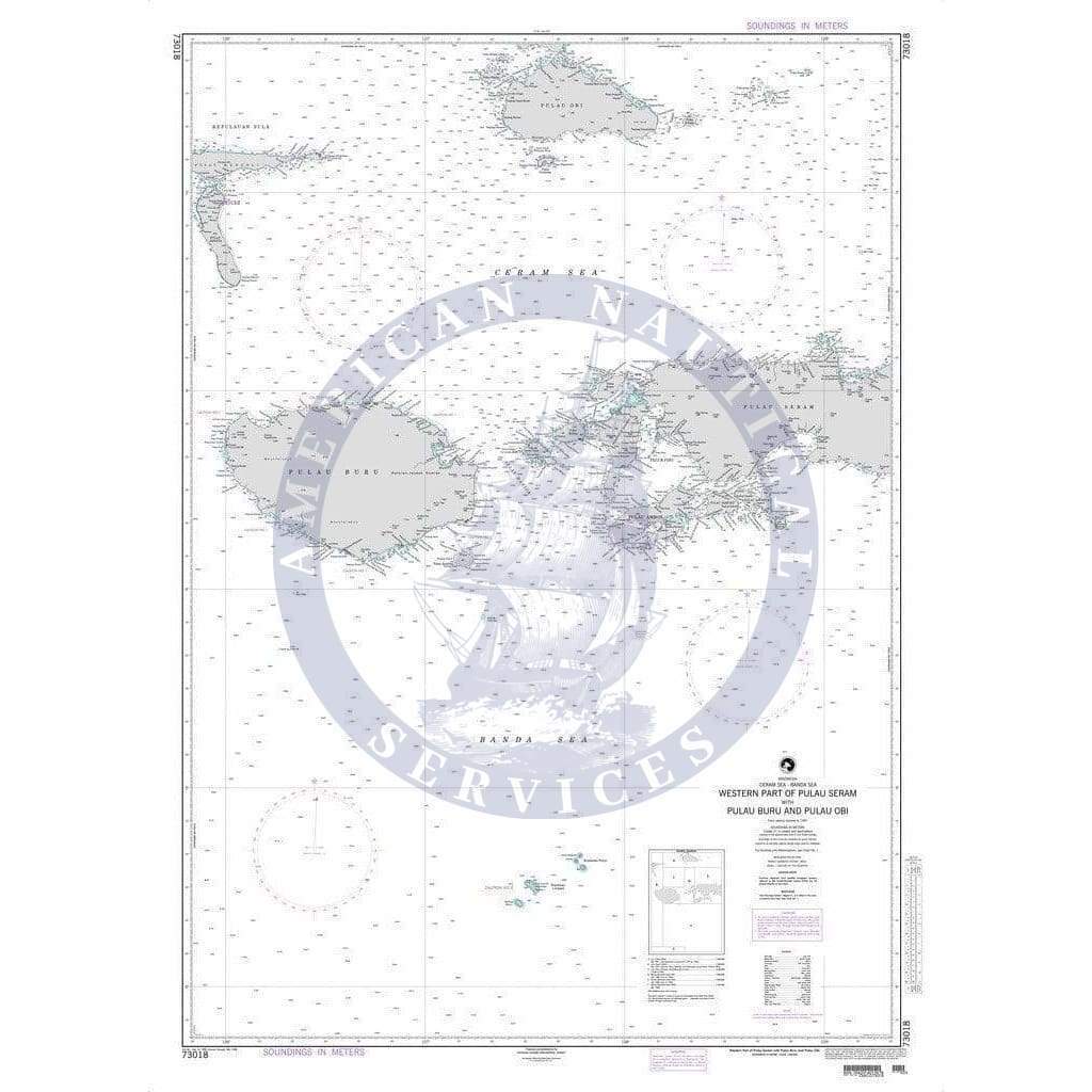 NGA Nautical Chart 73018: Western Part of Pulau Seram with Pulau Buru and Pulau Obi