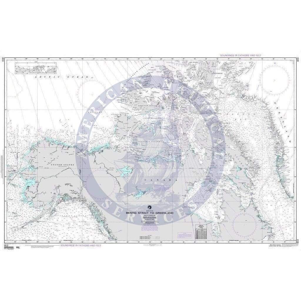 NGA Nautical Chart 803: Bering Strait to Greenland (Arctic)