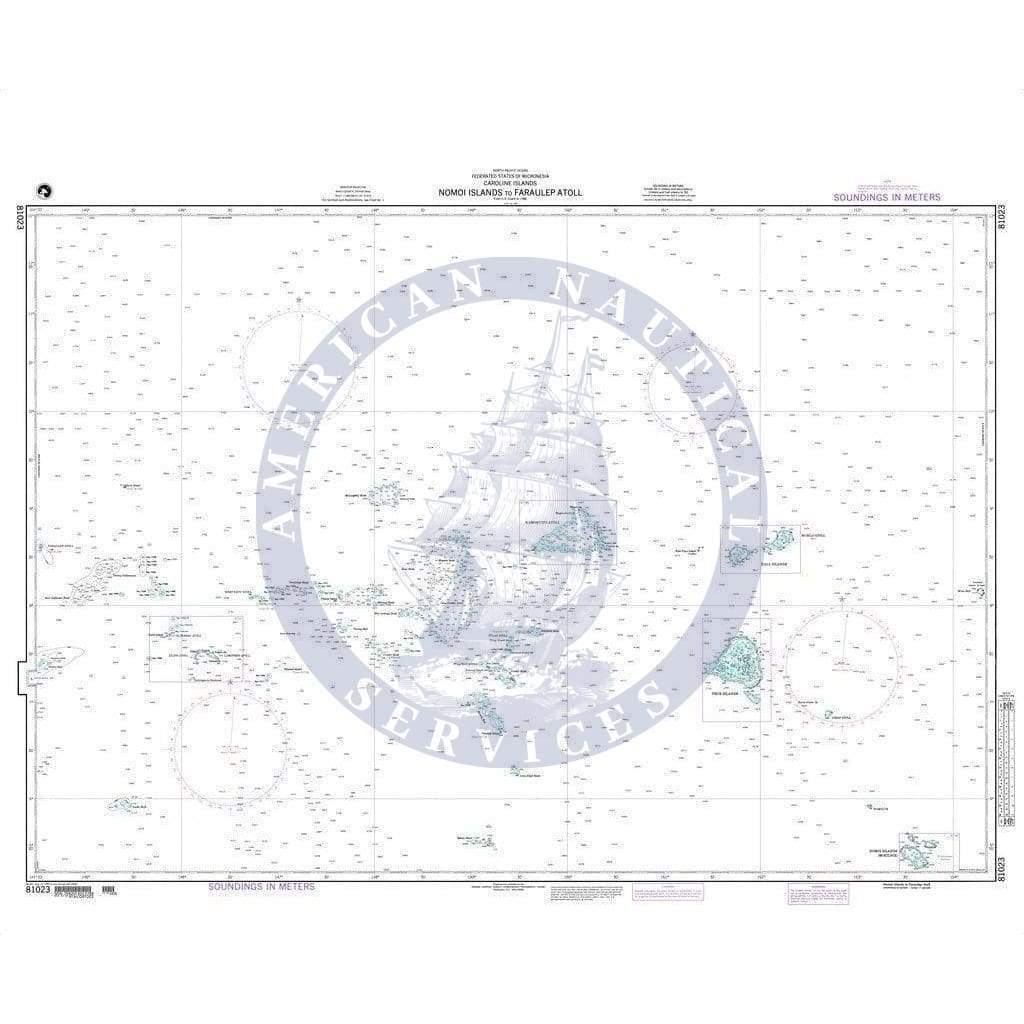 NGA Nautical Chart 81023: Nomoi Islands to Faraulep Atoll (Caroline Islands) (OMEGA)
