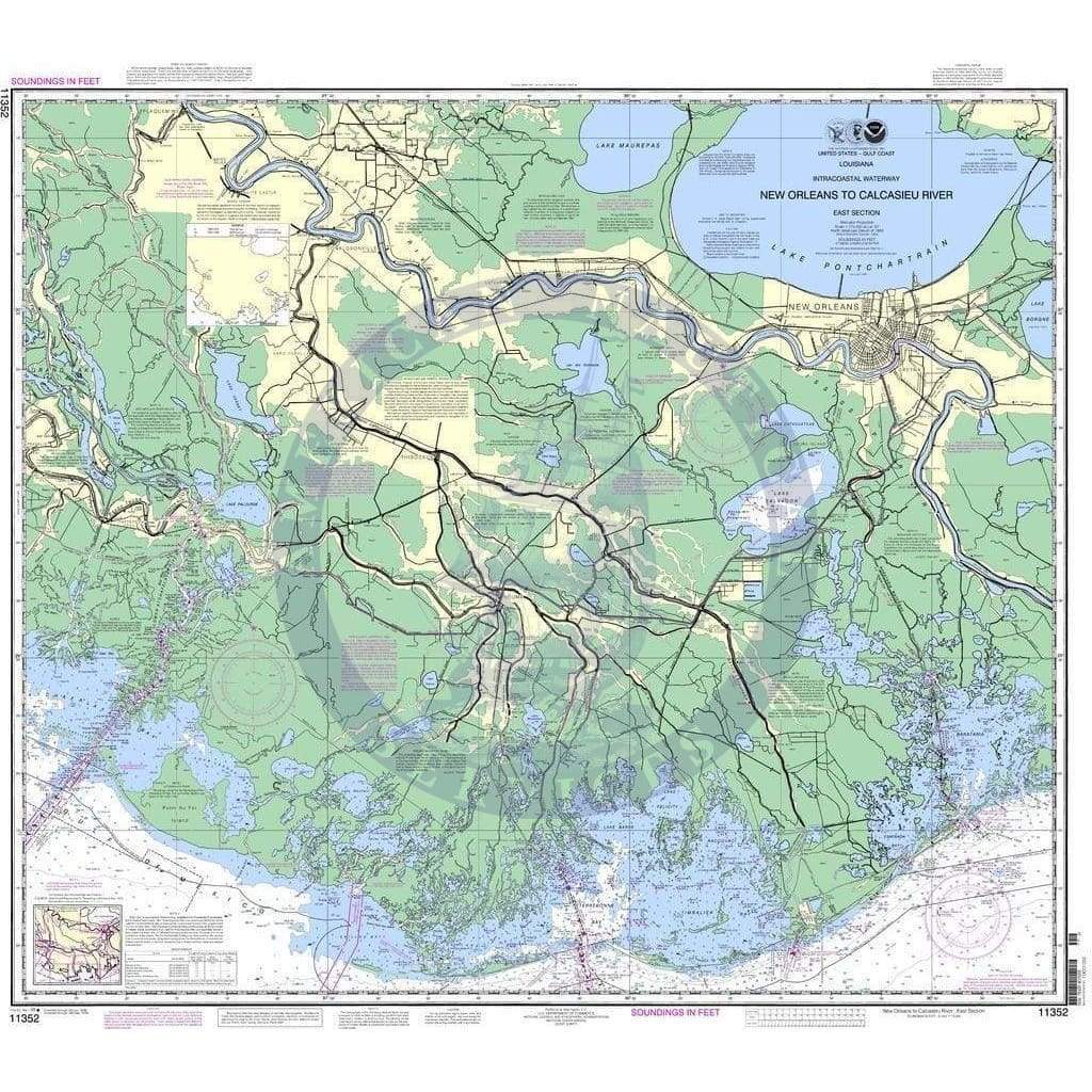 NOAA Nautical Chart 11352: Intracoastal Waterway New Orleans to Calcasieu River East Section