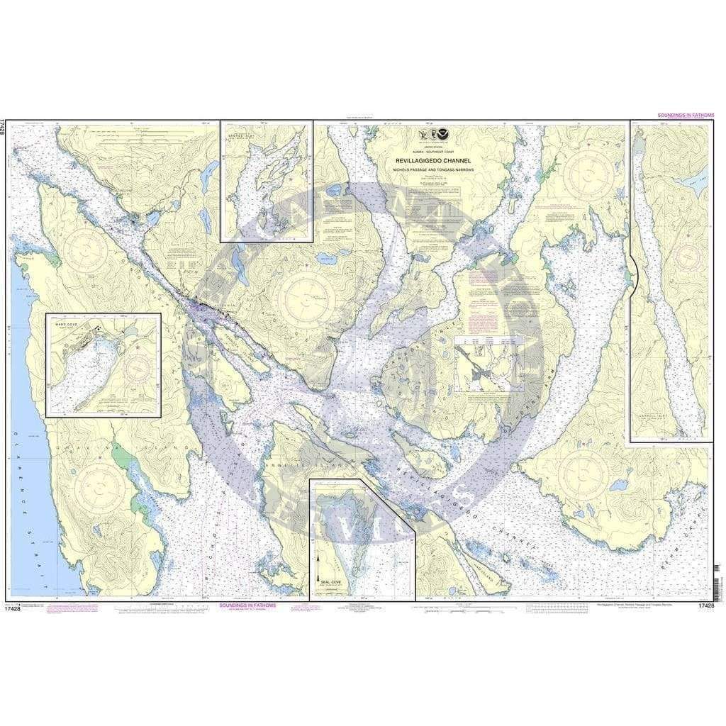NOAA Nautical Chart 17428: Revillagigedo Channel, Nichols Passage, and Tongass Narrows;Seal Cove;Ward Cove
