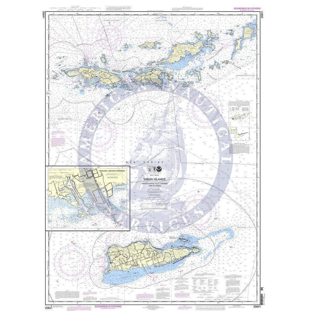 NOAA Nautical Chart 25641: Virgin Islands-Visgin Gorda to St. Thomas and St. Croix;Krause Lagoon Channel