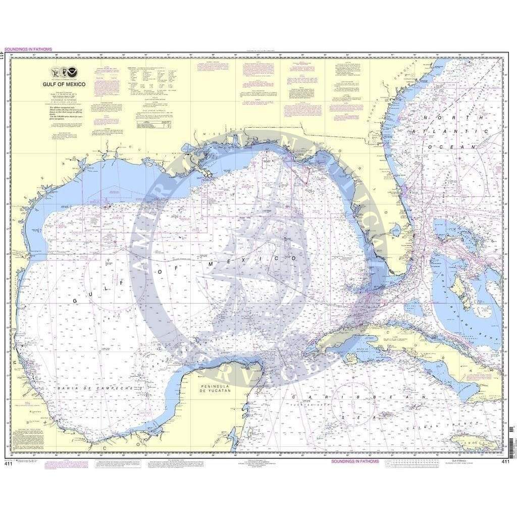 NOAA Nautical Chart 411: Gulf of Mexico