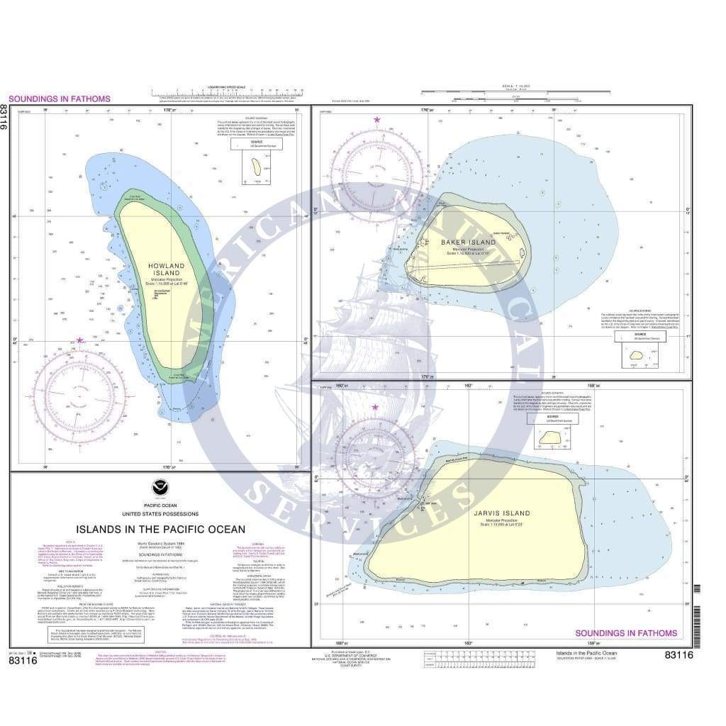 NOAA Nautical Chart 83116: Islands in the Pacific Ocean-Jarvis, Bake and Howland Islands