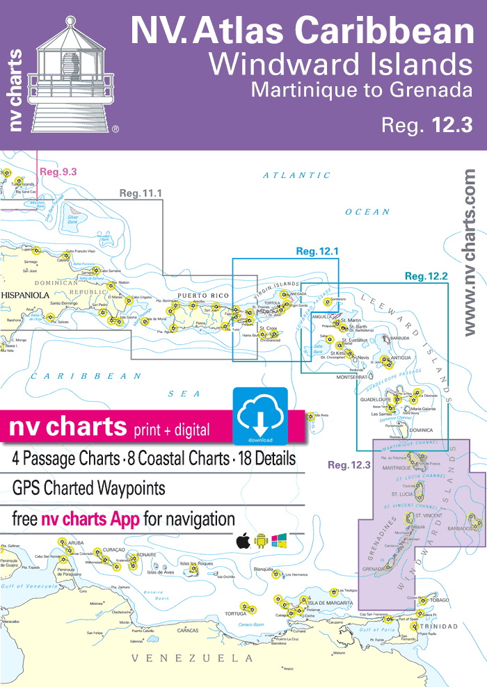 NV. Charts Reg. 12.3: Windward Islands Martinique to Grenada, 2022/23 Edition