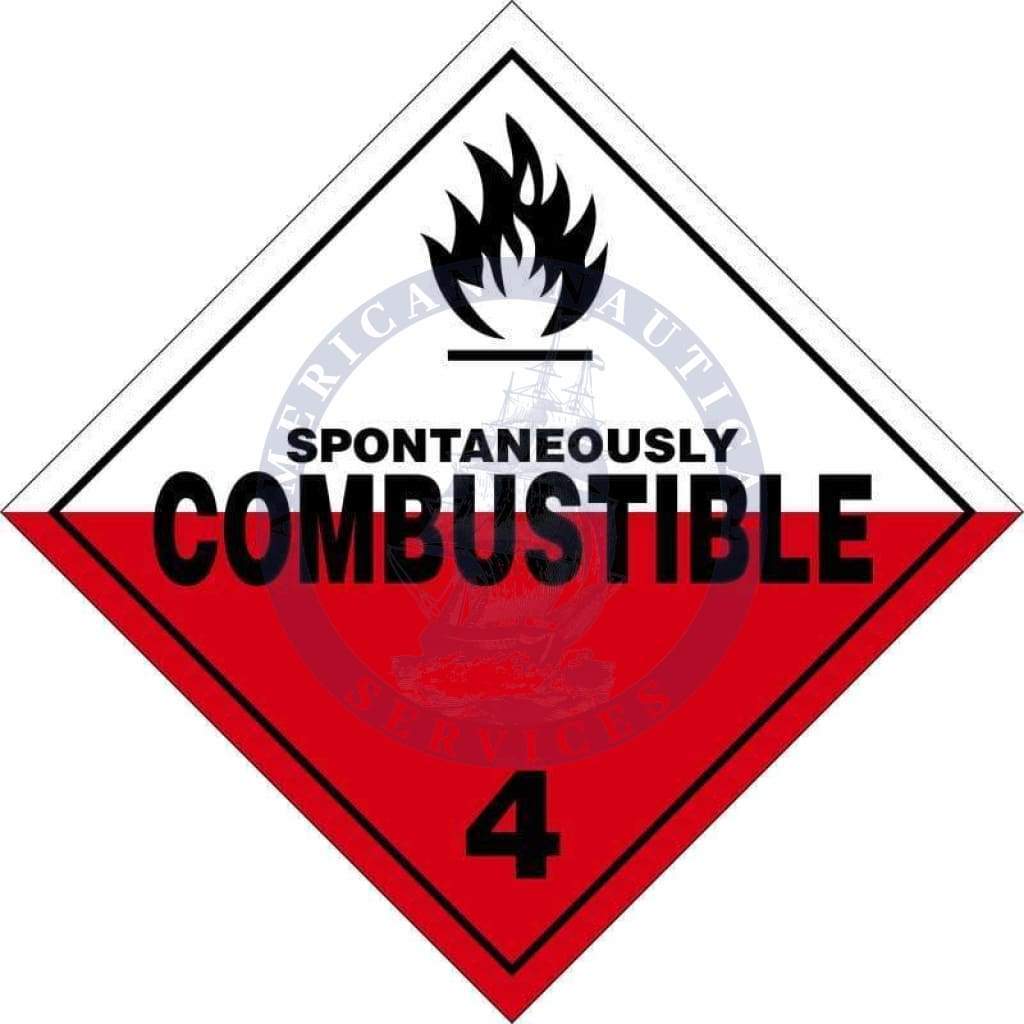 Placard Class 4.2: Spontaneously Combustible, Domestic Standard Worded
