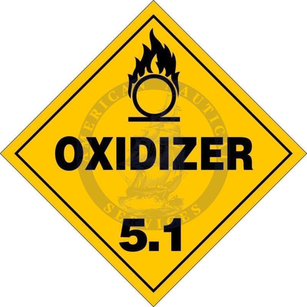 Placard Class 5.1: Oxidizer, Domestic Standard Worded