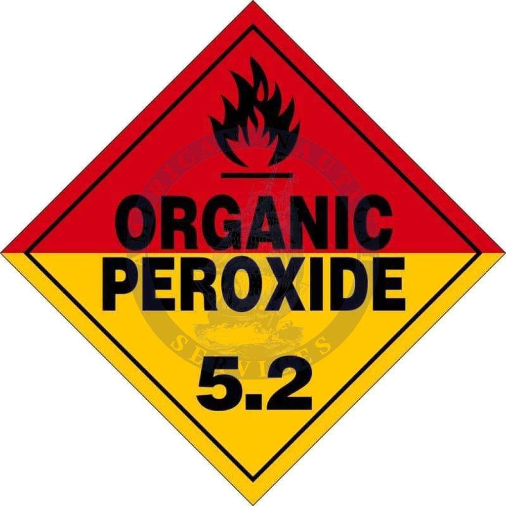 Placard Class 5.2: Organic Peroxide (Red and Yellow), Domestic Standard Worded