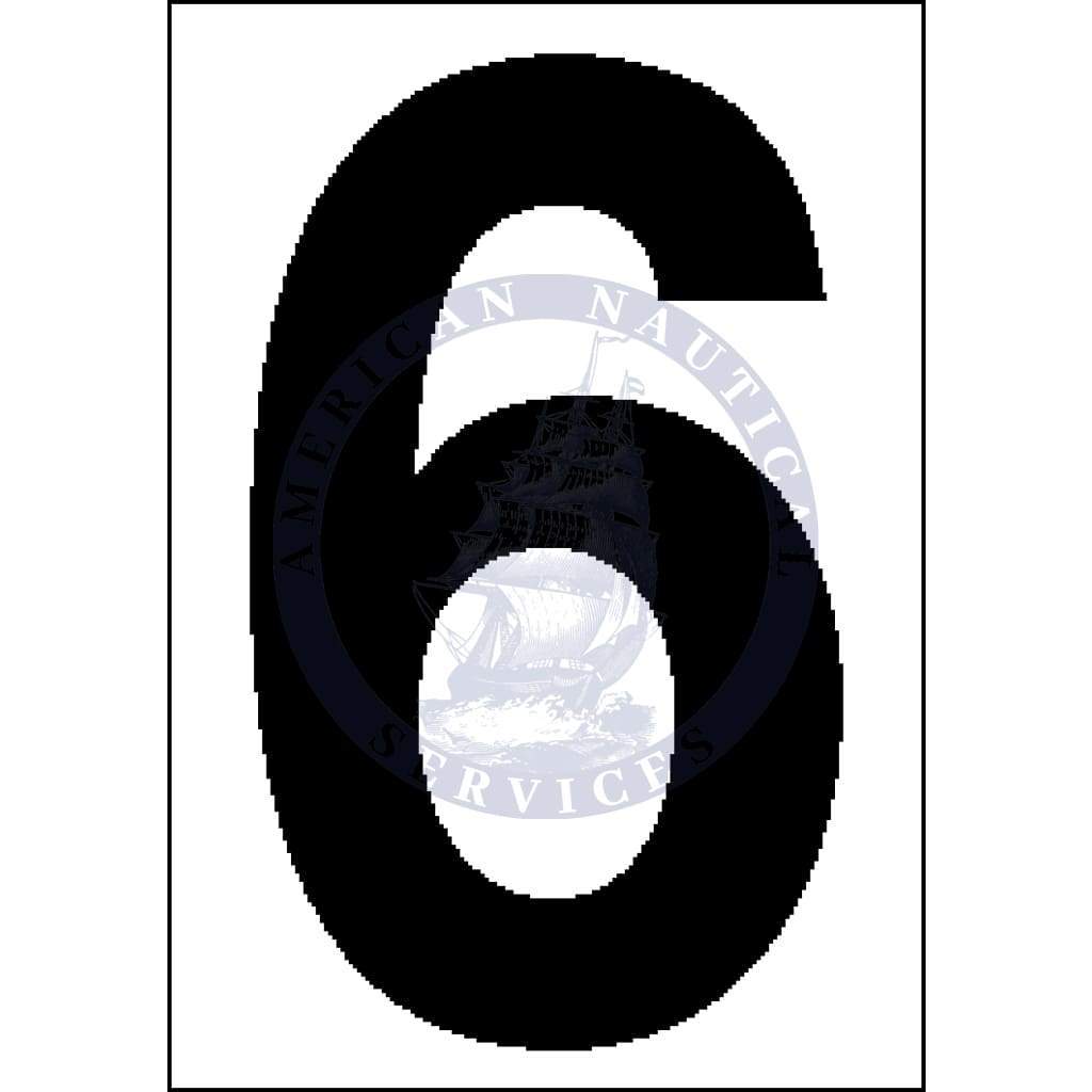 Placard Number 6: White Vinyl - 3.5 Inch
