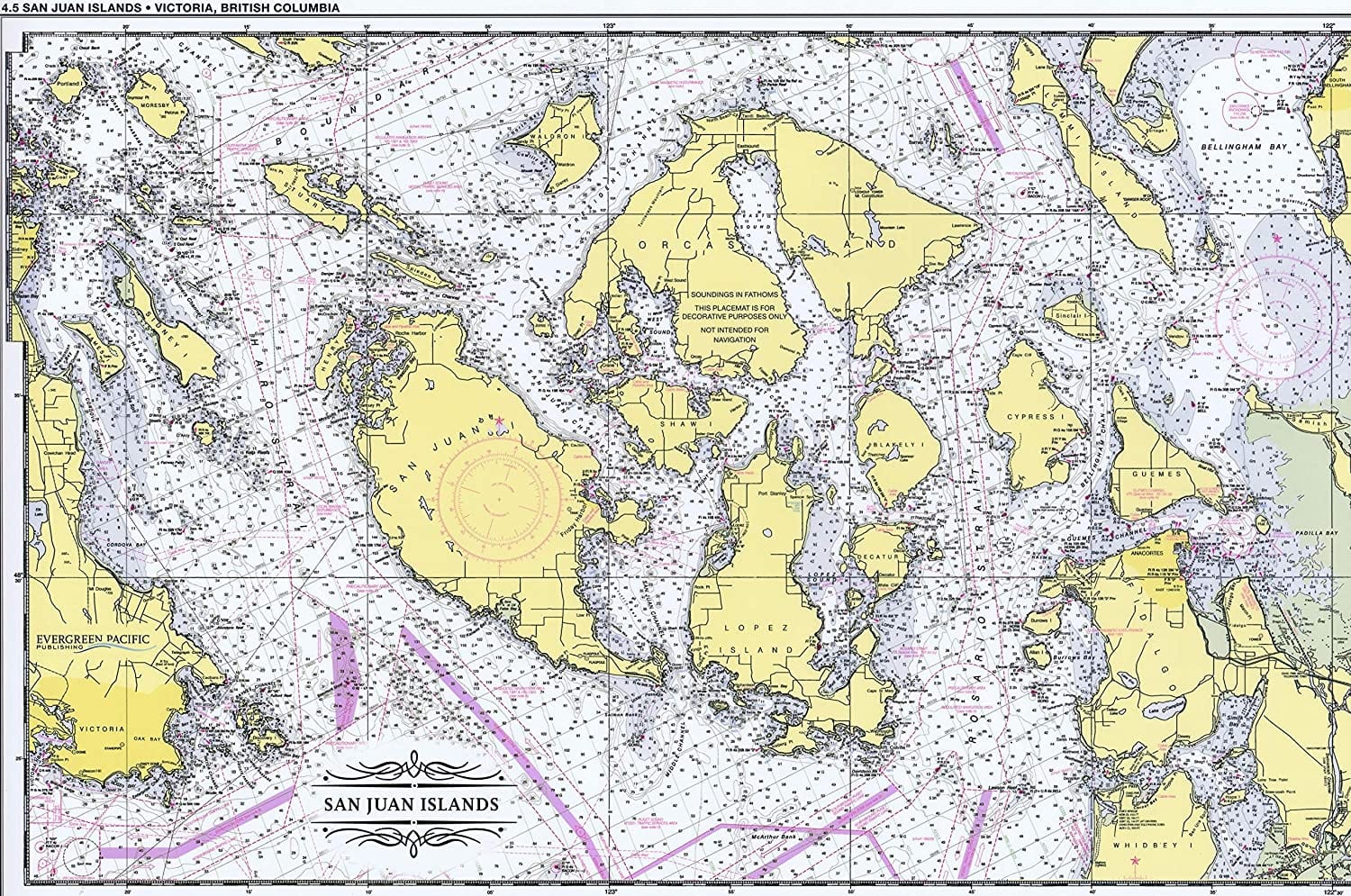 Placemat of San Juan Islands and Victoria, BC