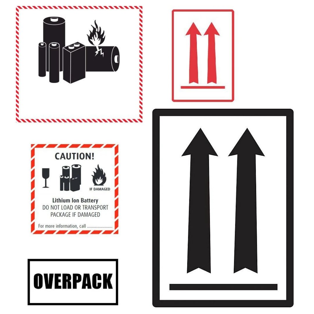 Battery Over Labels Marine Labels: Caution, Orientation Arrows, and Lithium Battery ...