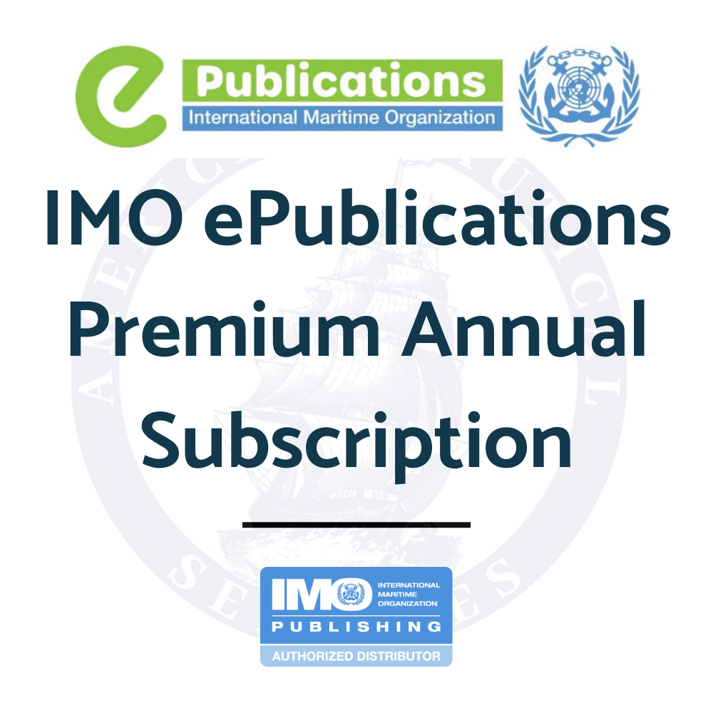 Image featuring the logo of IMO ePublications and the International Maritime Organization, with the title 'IMO ePublications Premium Annual Subscription' prominently displayed, illustrating the comprehensive access to maritime publications available through an annual subscription.