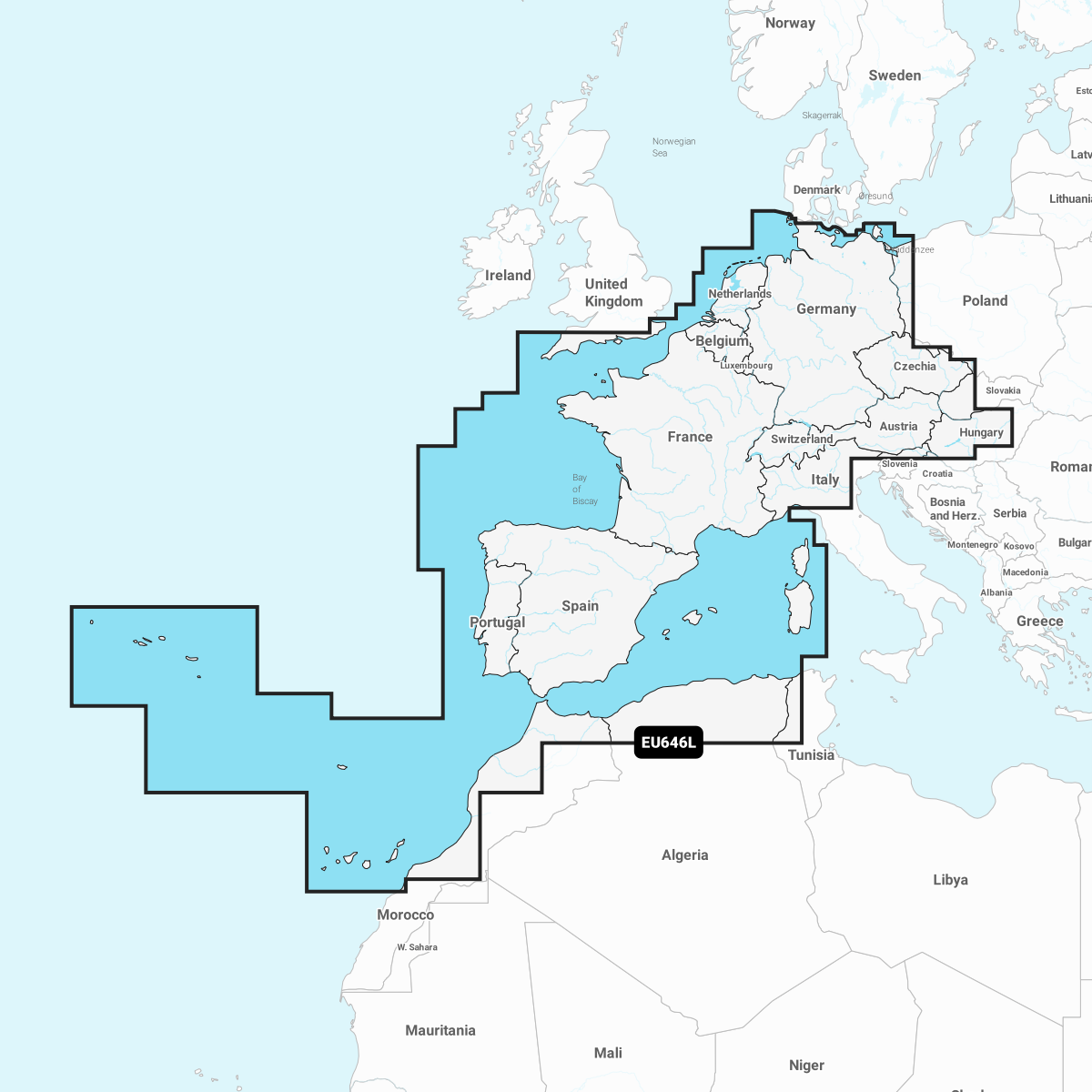 GARMIN NAVIONICS+ CHART EU646L: Europe, Central & West