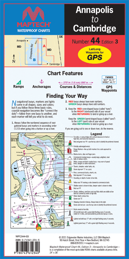 Annapolis to Cambridge Waterproof Chart, 3rd Edition
