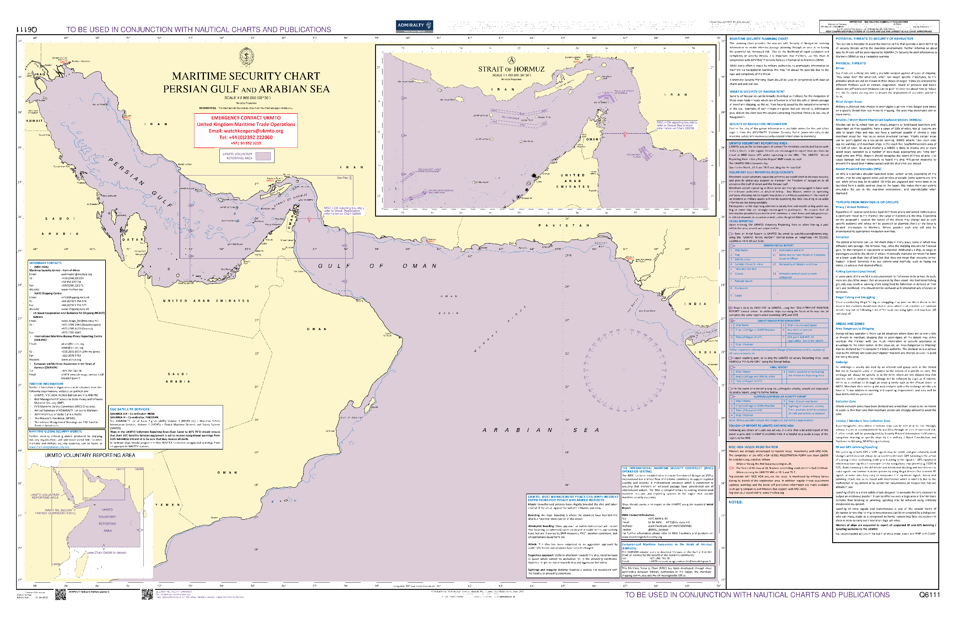BA Chart Q6111: Maritime Security Chart - Persian Gulf and Arabian Sea