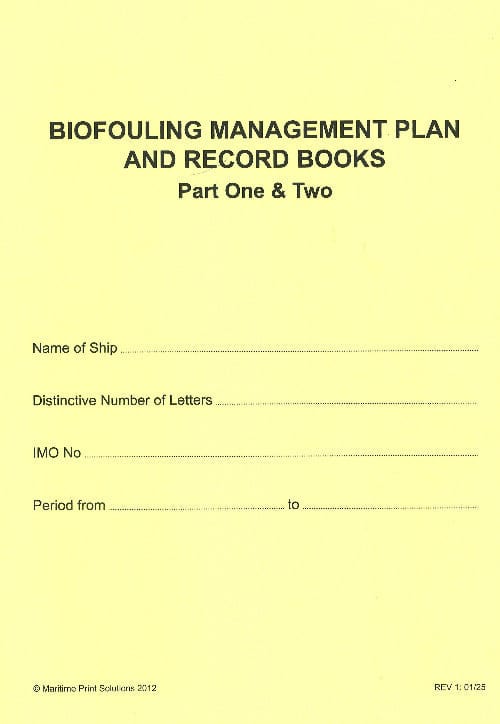 Biofouling Management Plan and Record Book Part 1 & 2