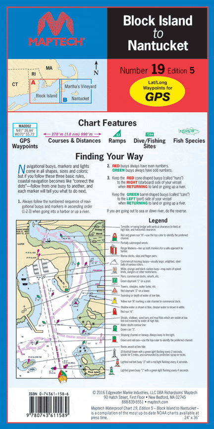 Block Island to Nantucket Waterproof Chart, 5th Edition