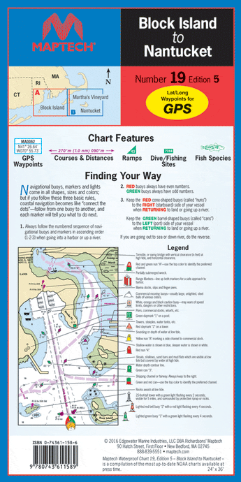 Block Island to Nantucket Waterproof Chart, 5th Edition