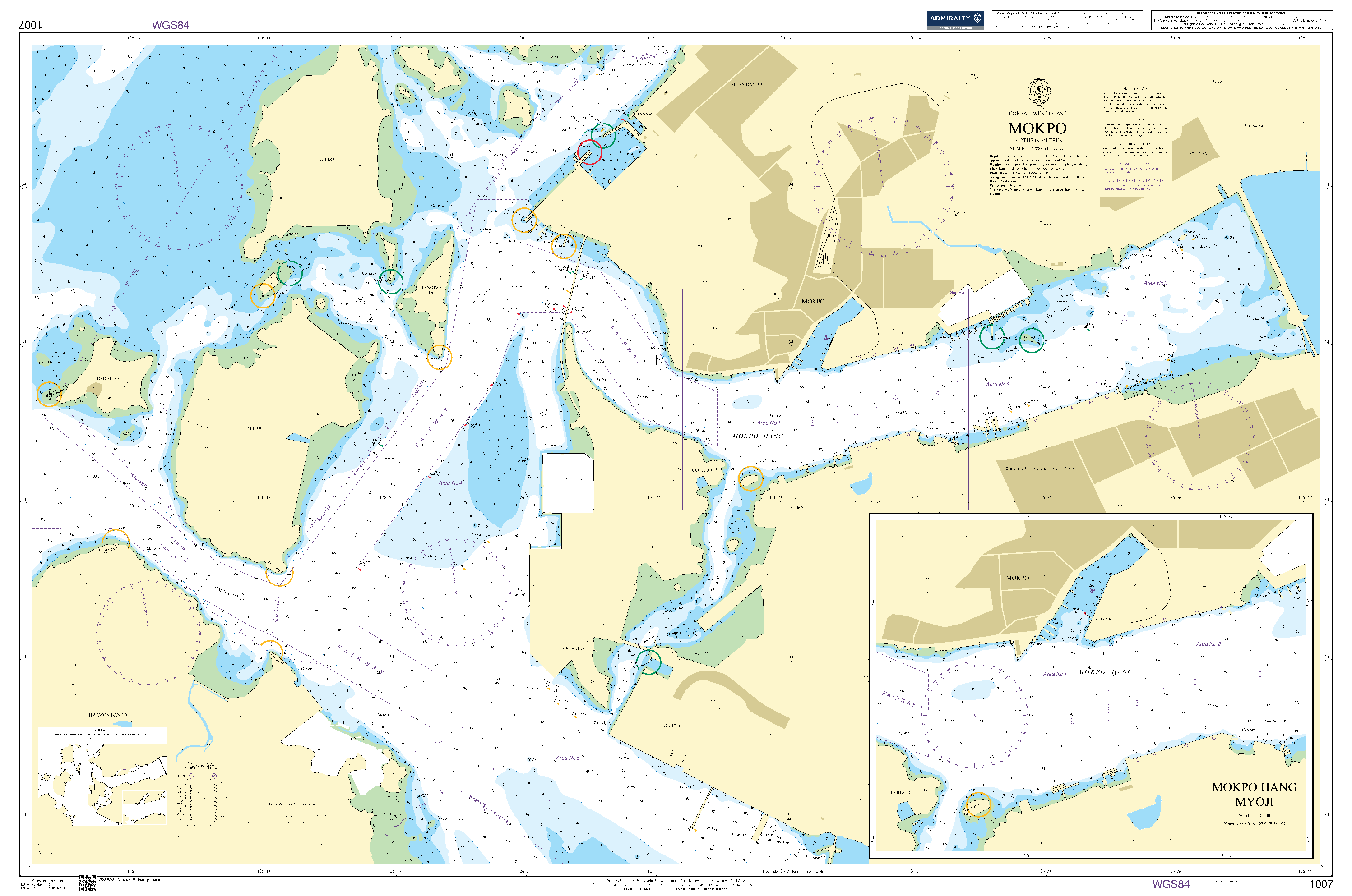 British Admiralty Nautical Chart 1007: Korea - West Coast, Mokpo