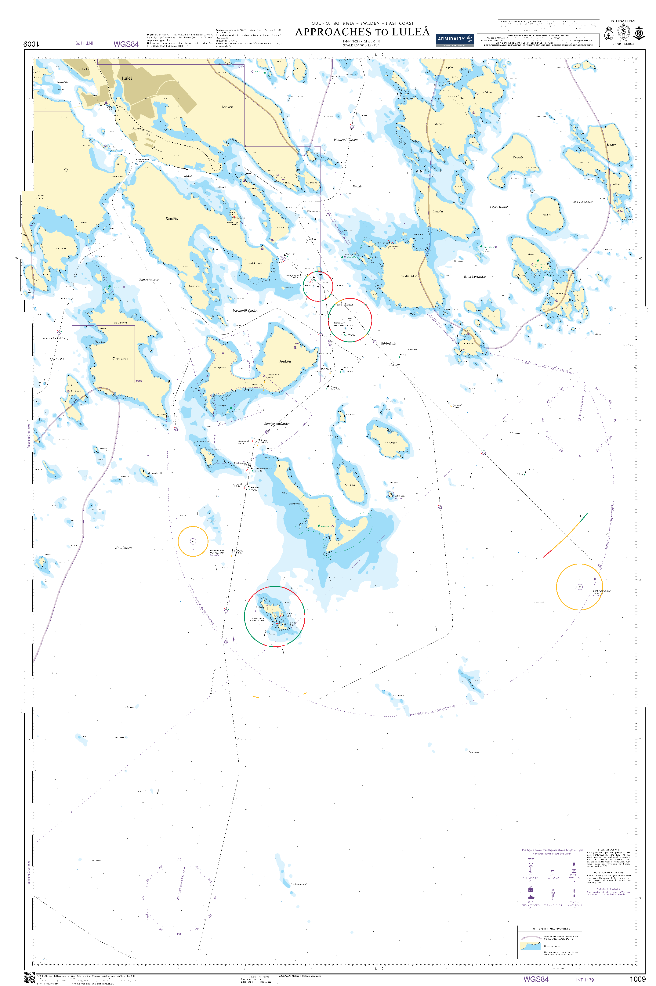 British Admiralty Nautical Chart 1009: Approaches to Lulea