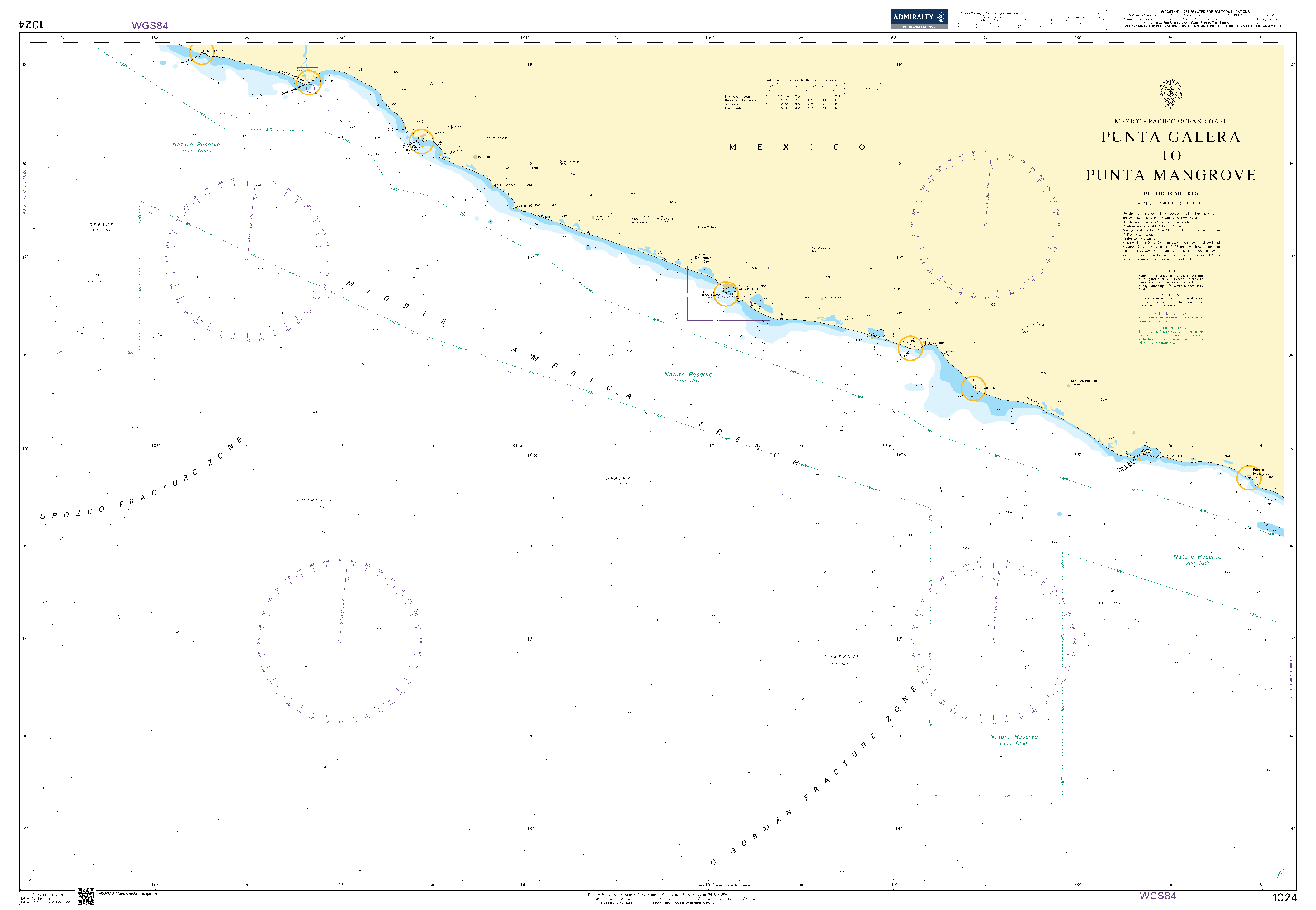 British Admiralty Nautical Chart 1024: Punta Galera to Punta Mangrove