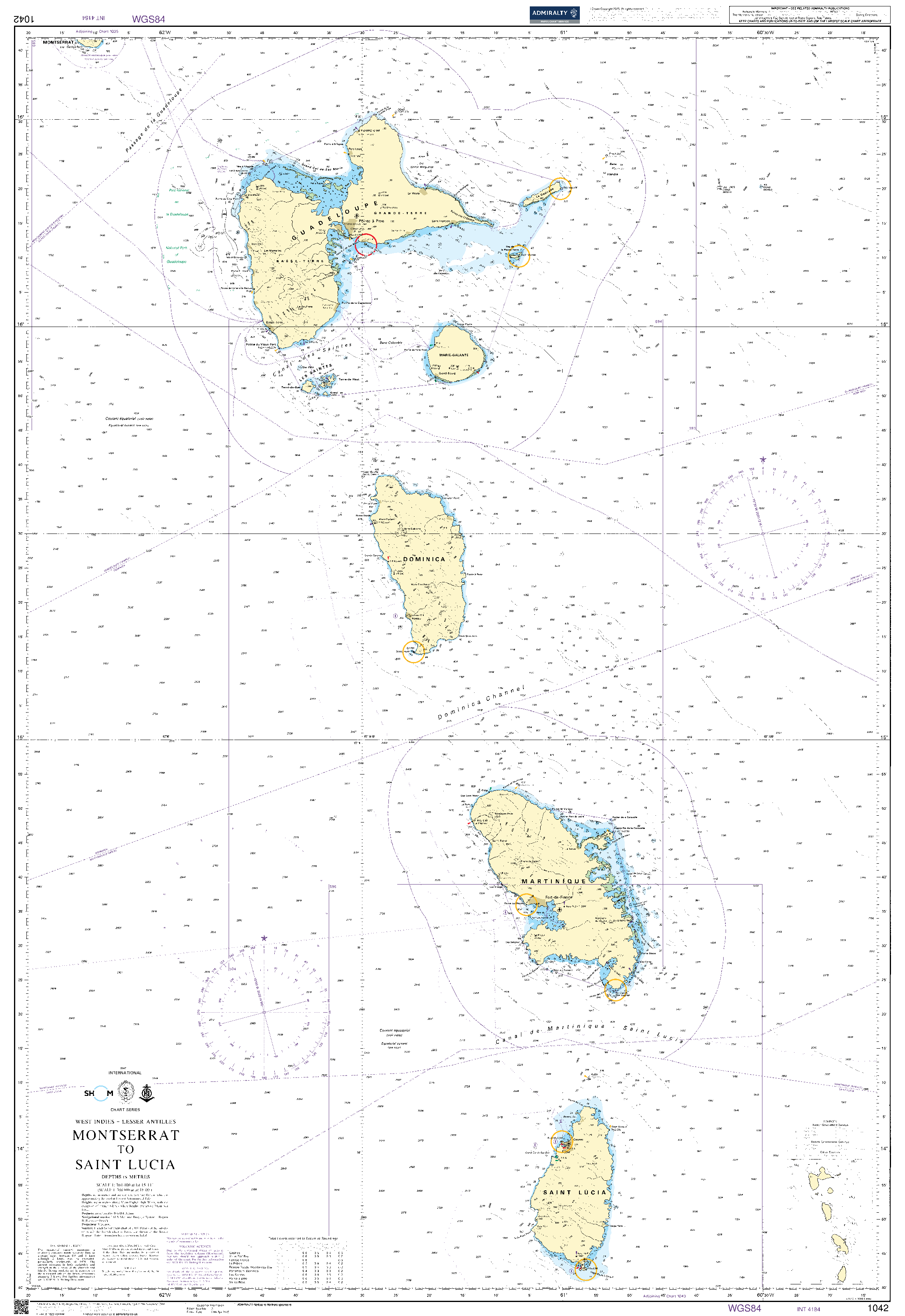 British Admiralty Nautical Chart 1042: Montserrat to Saint Lucia