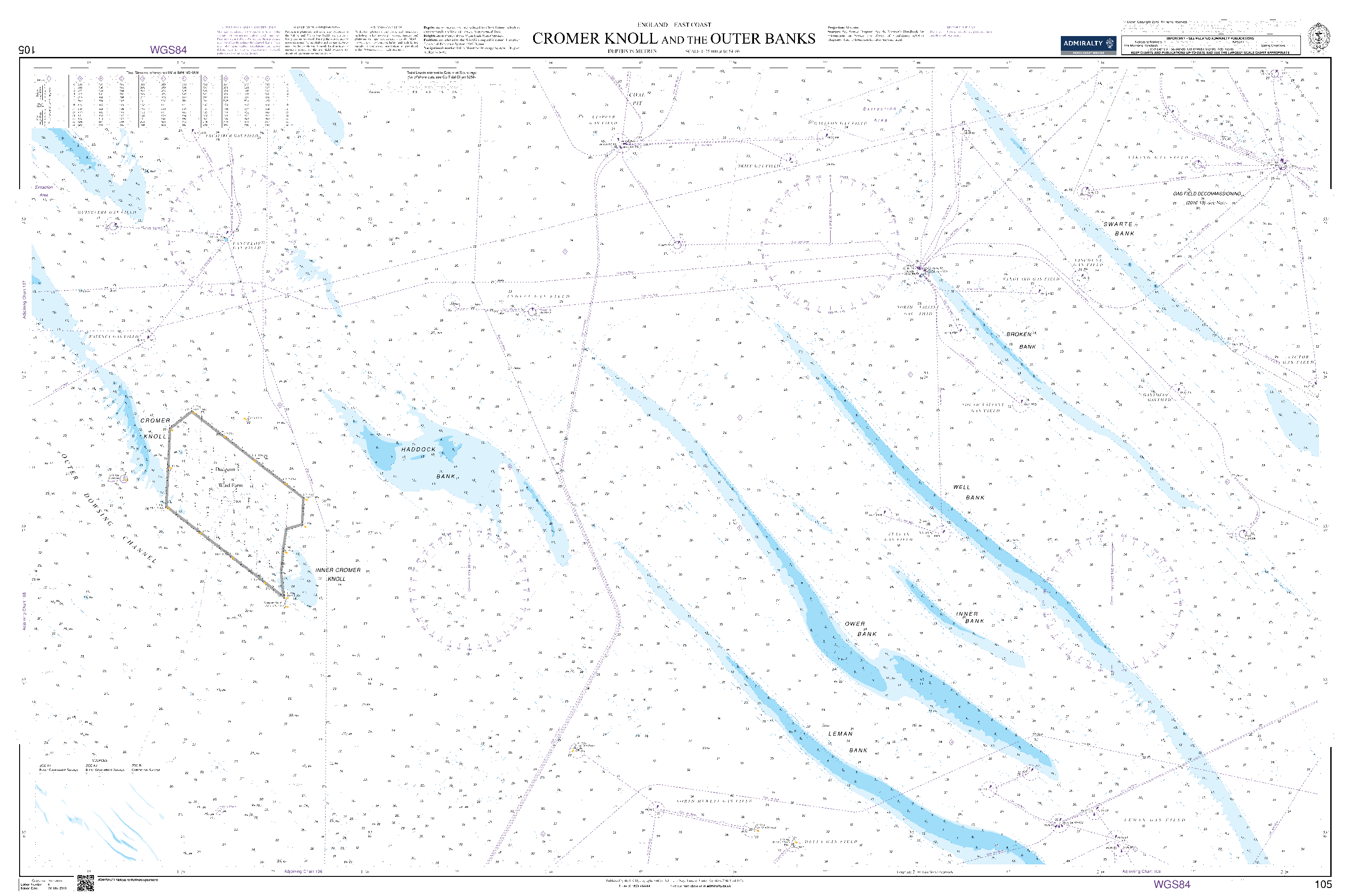 British Admiralty Nautical Chart 105: Cromer Knoll and the Outer Banks