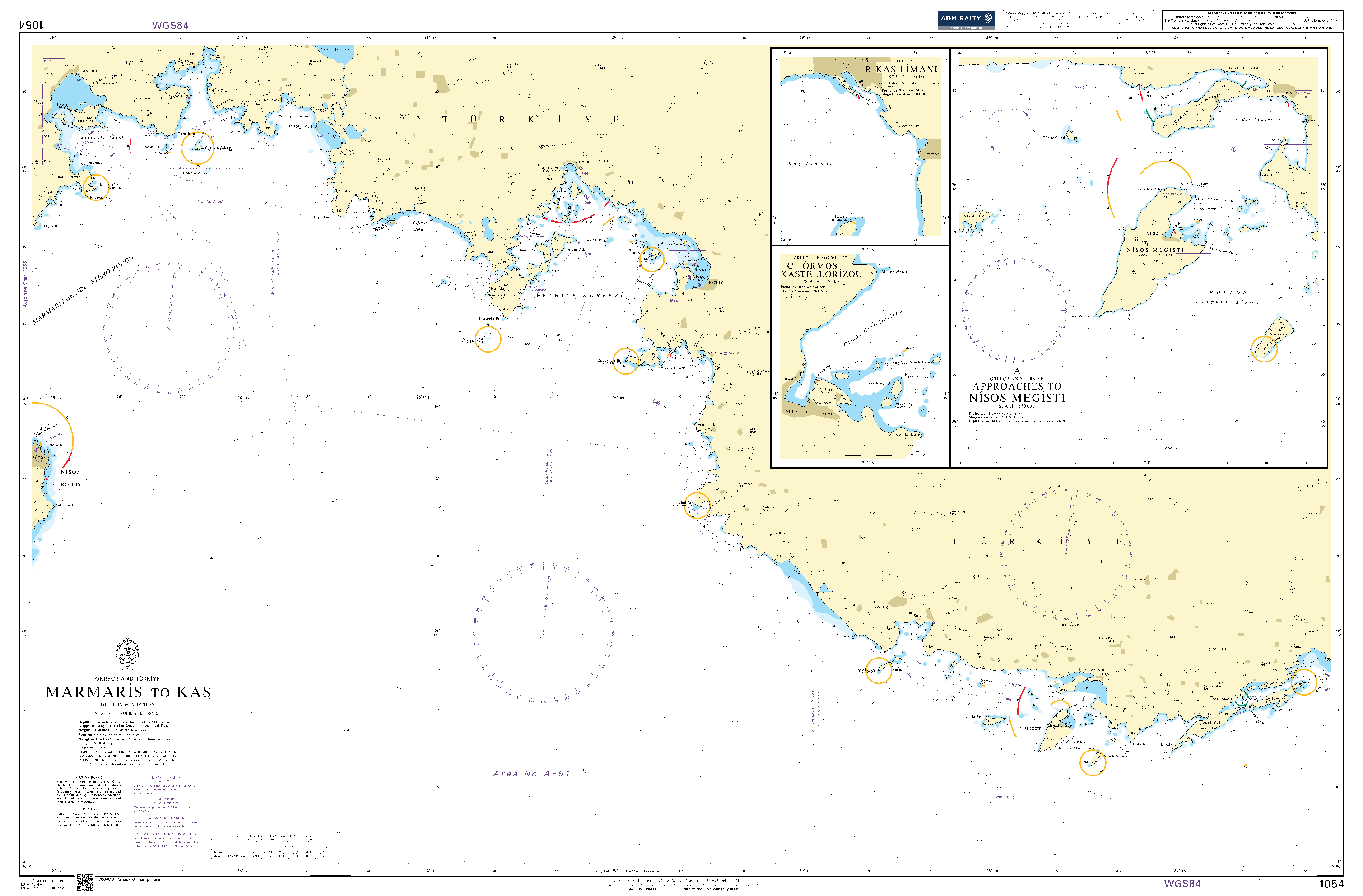 British Admiralty Nautical Chart 1054: BA Chart 1054: Greece and Turkey, Marmaris to Kas