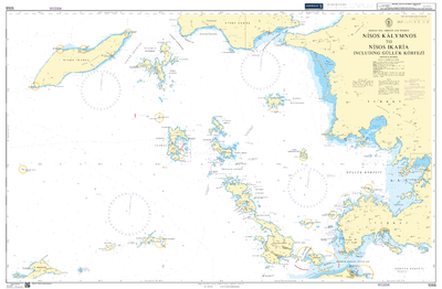 British Admiralty Nautical Chart 1056: Aegean Sea - Greece and Turkey, Nísos Kálymnos to Nísos Ikaría including Güllük Körfezi