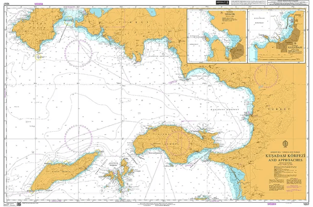 British Admiralty Nautical Chart 1057: Aegean Sea - Greece and Turkey, Kuşadasi Körfezi and Approaches