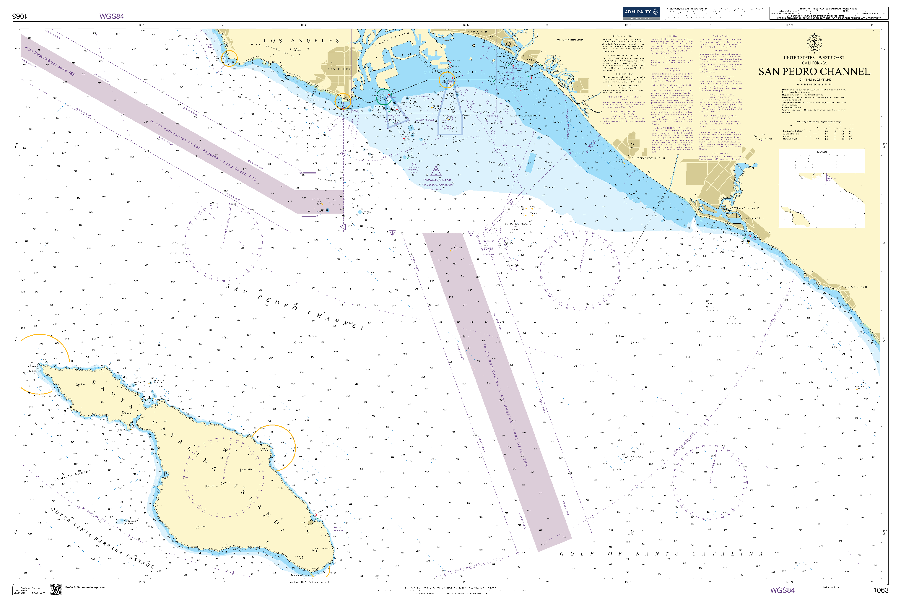 British Admiralty Nautical Chart 1063: San Pedro Channel