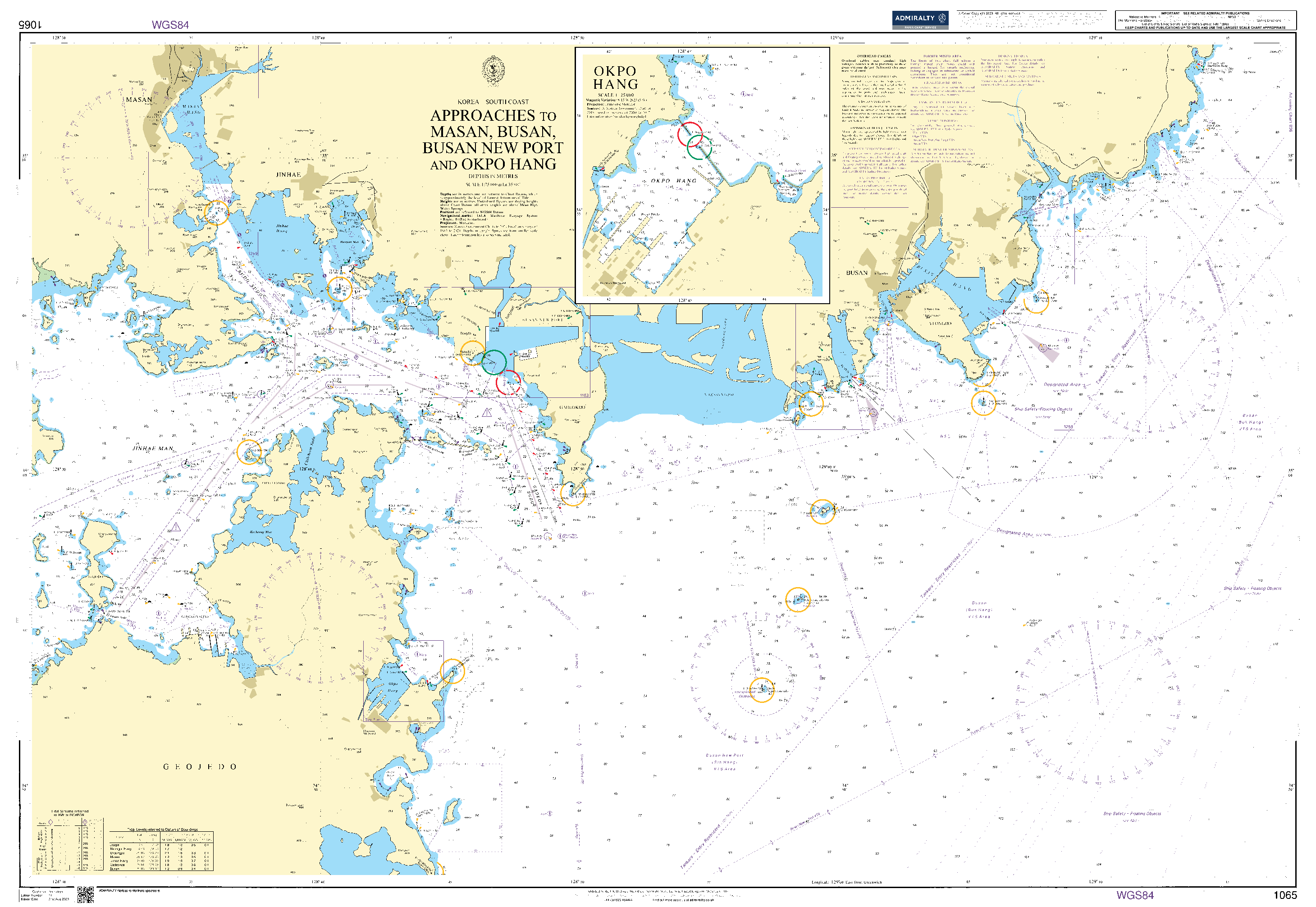 British Admiralty Nautical Chart 1065: Approaches to Masan, Pusan and Okpo Hang