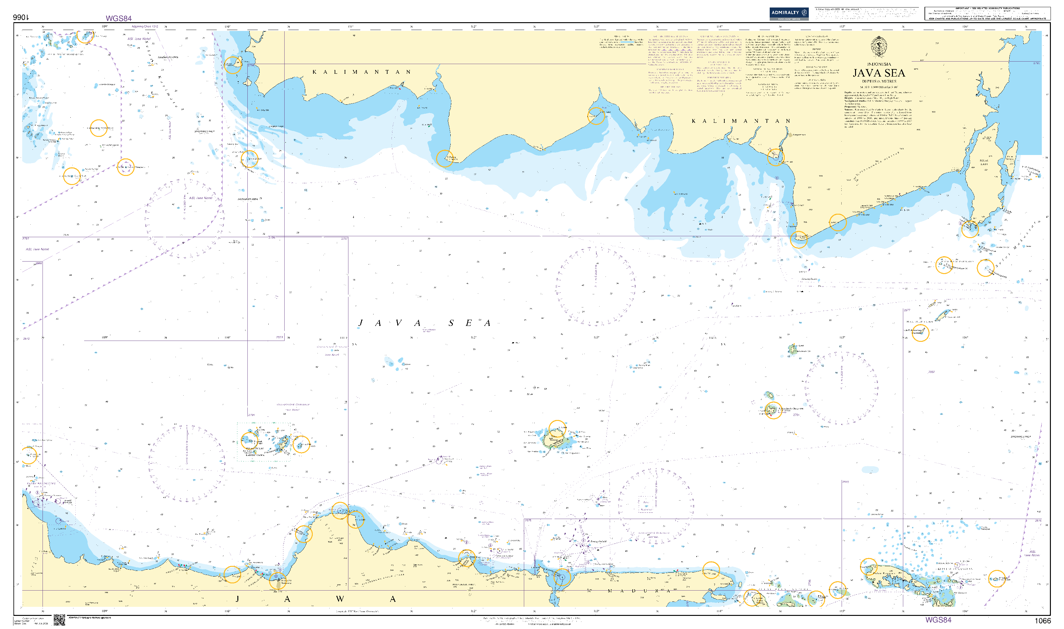 British Admiralty Nautical Chart 1066: Indonesia, Java Sea