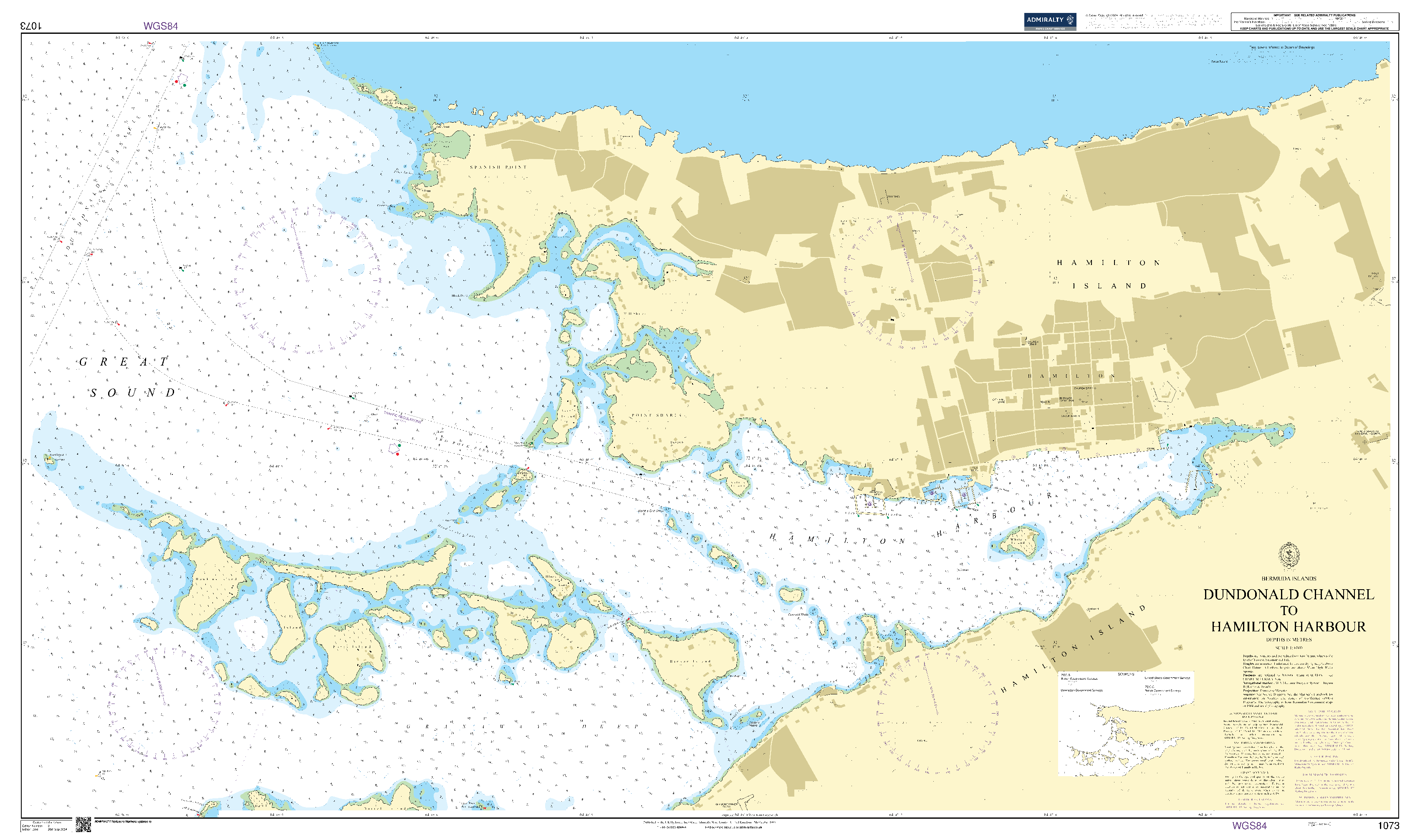 British Admiralty Nautical Chart 1073: Dundonald Channel to Hamilton Harbour