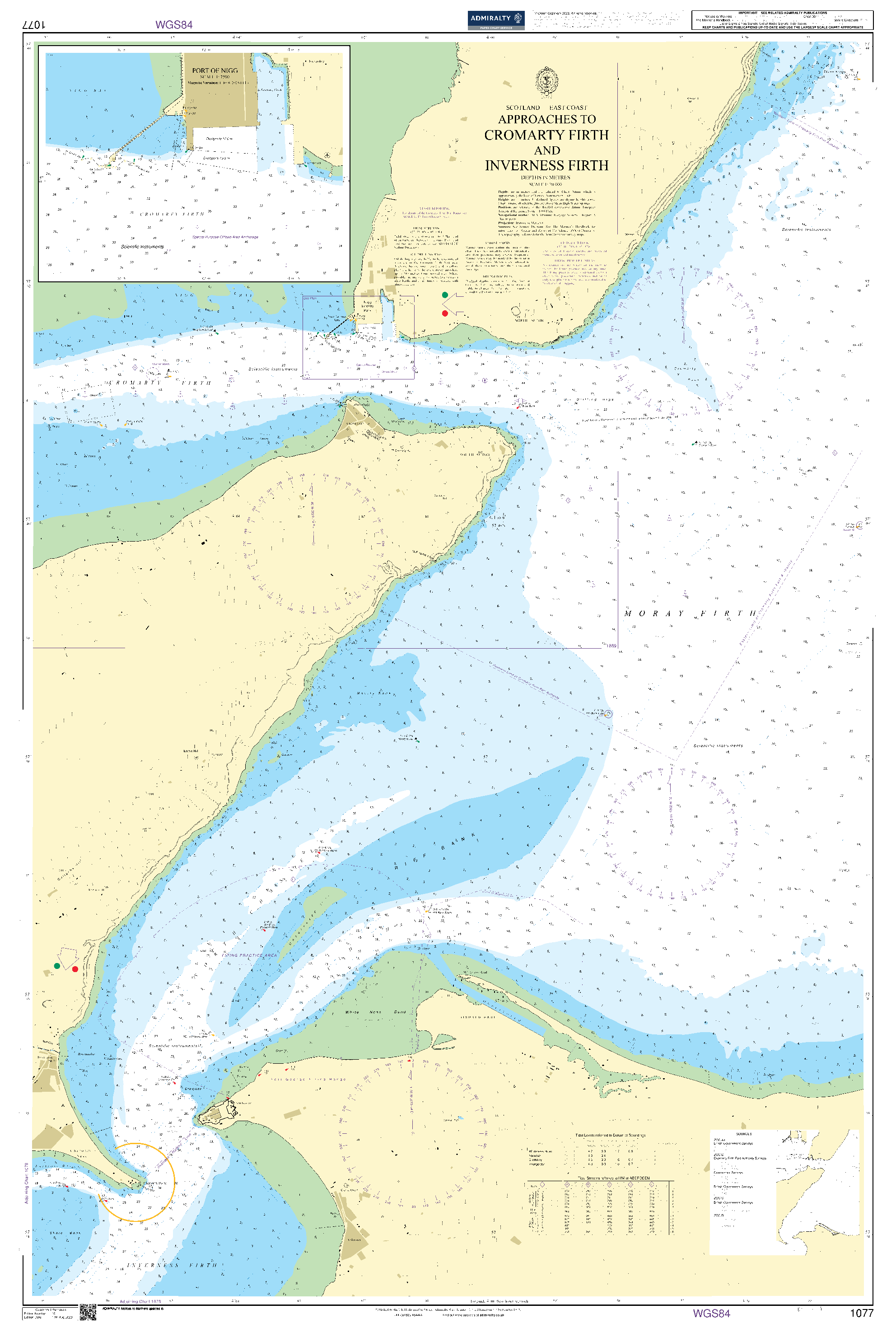 British Admiralty Nautical Chart 1077: Approaches to Cromarty Firth and Inverness Firth