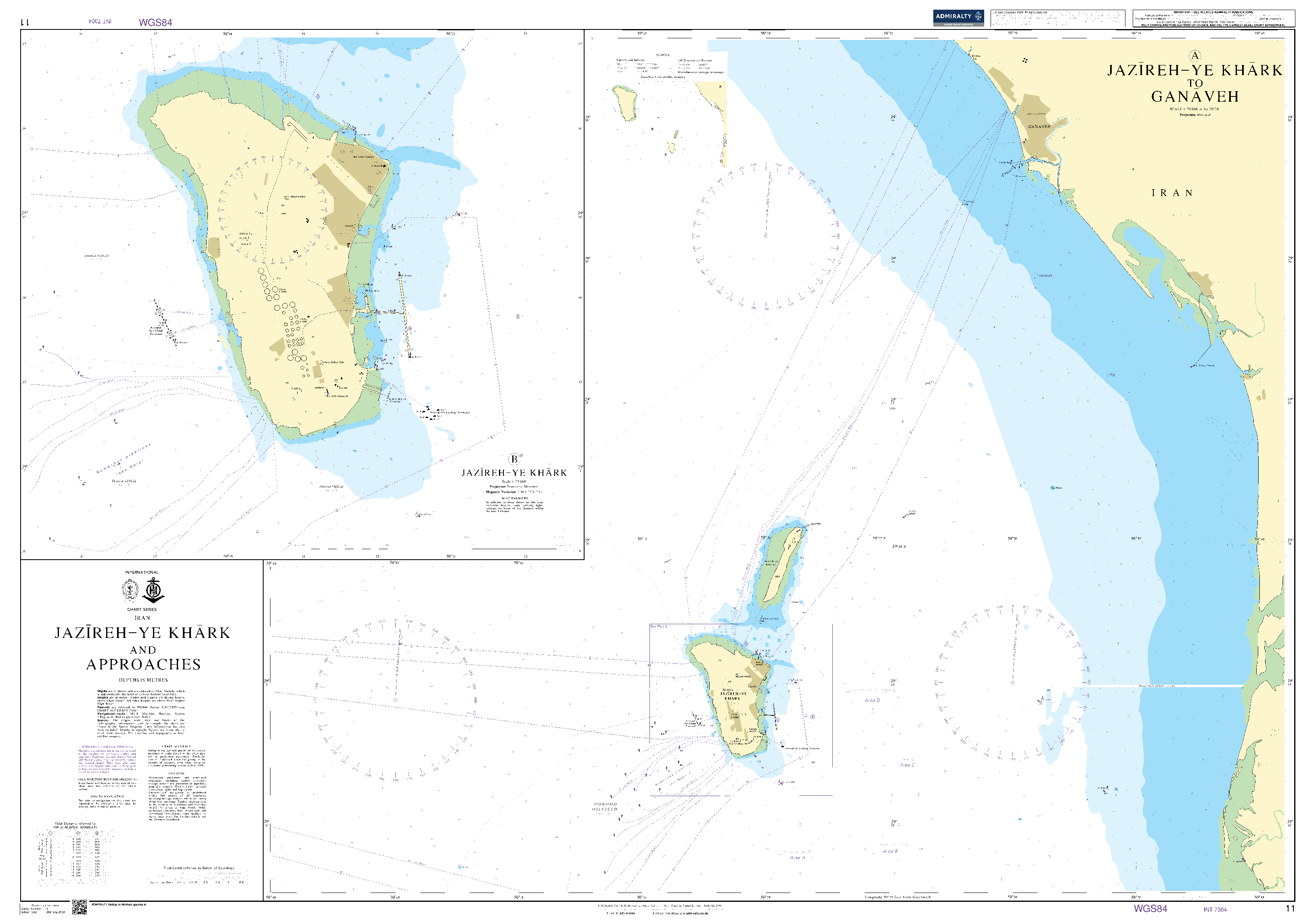 British Admiralty Nautical Chart 11: Jazireh-ye Khark and Approaches