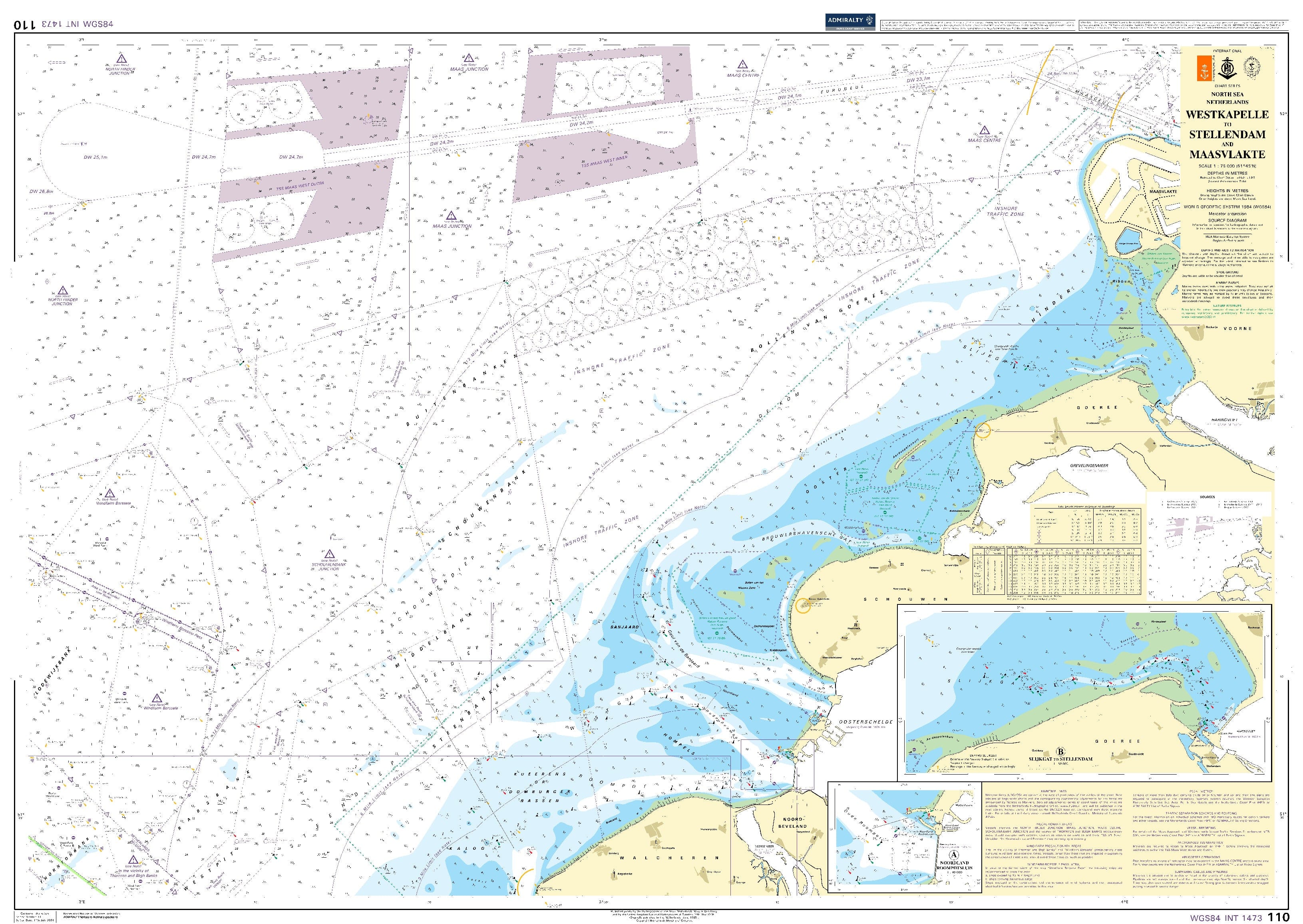 British Admiralty Nautical Chart 110: North Sea – Netherlands, Westkapelle to Stellendam and Maasvlakte