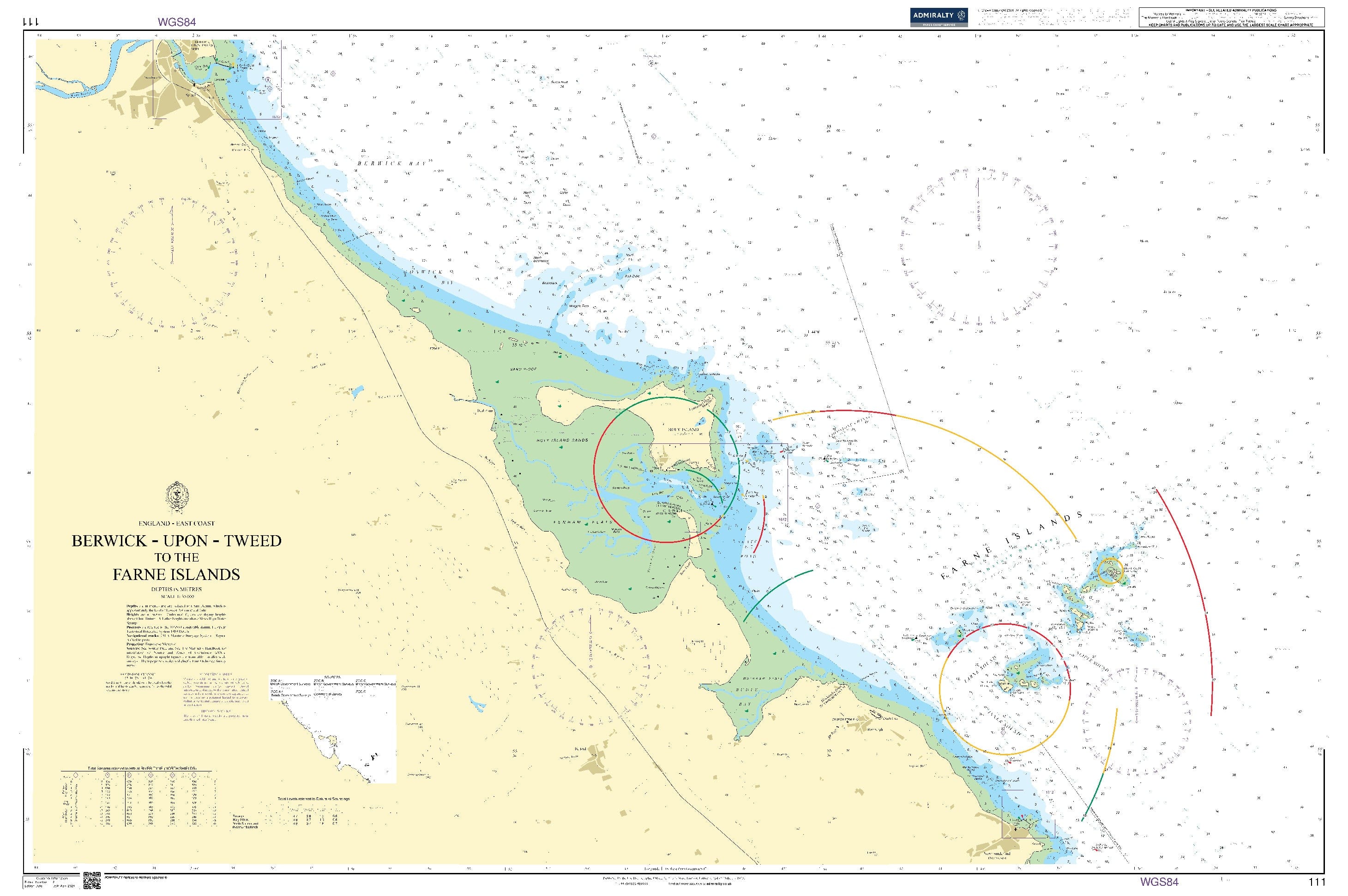 British Admiralty Nautical Chart 111: Berwick-upon-Tweed to the Farne Islands