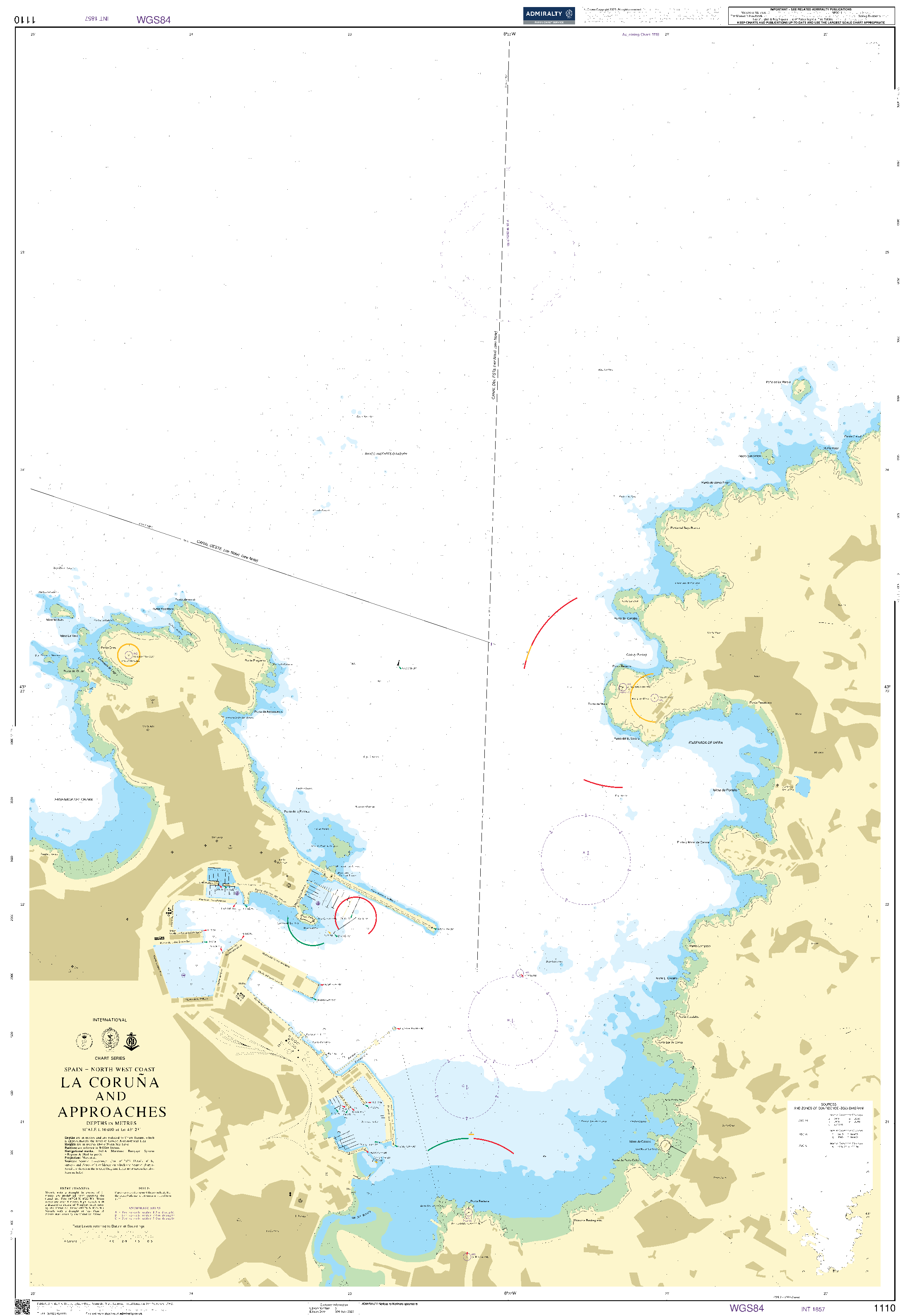 British Admiralty Nautical Chart 1110: La Coruna and Approaches