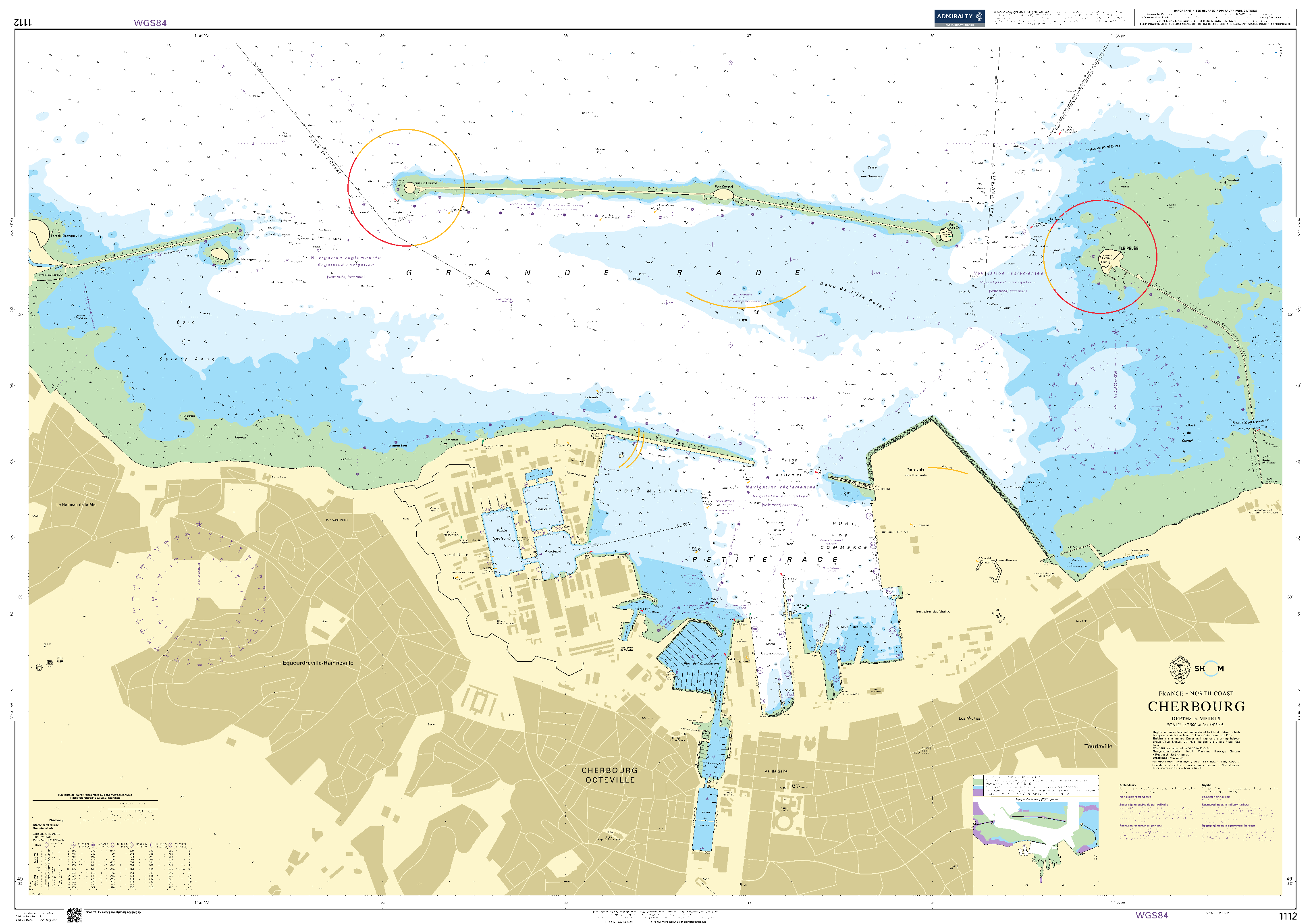 British Admiralty Nautical Chart 1112: France – North Coast, Cherbourg