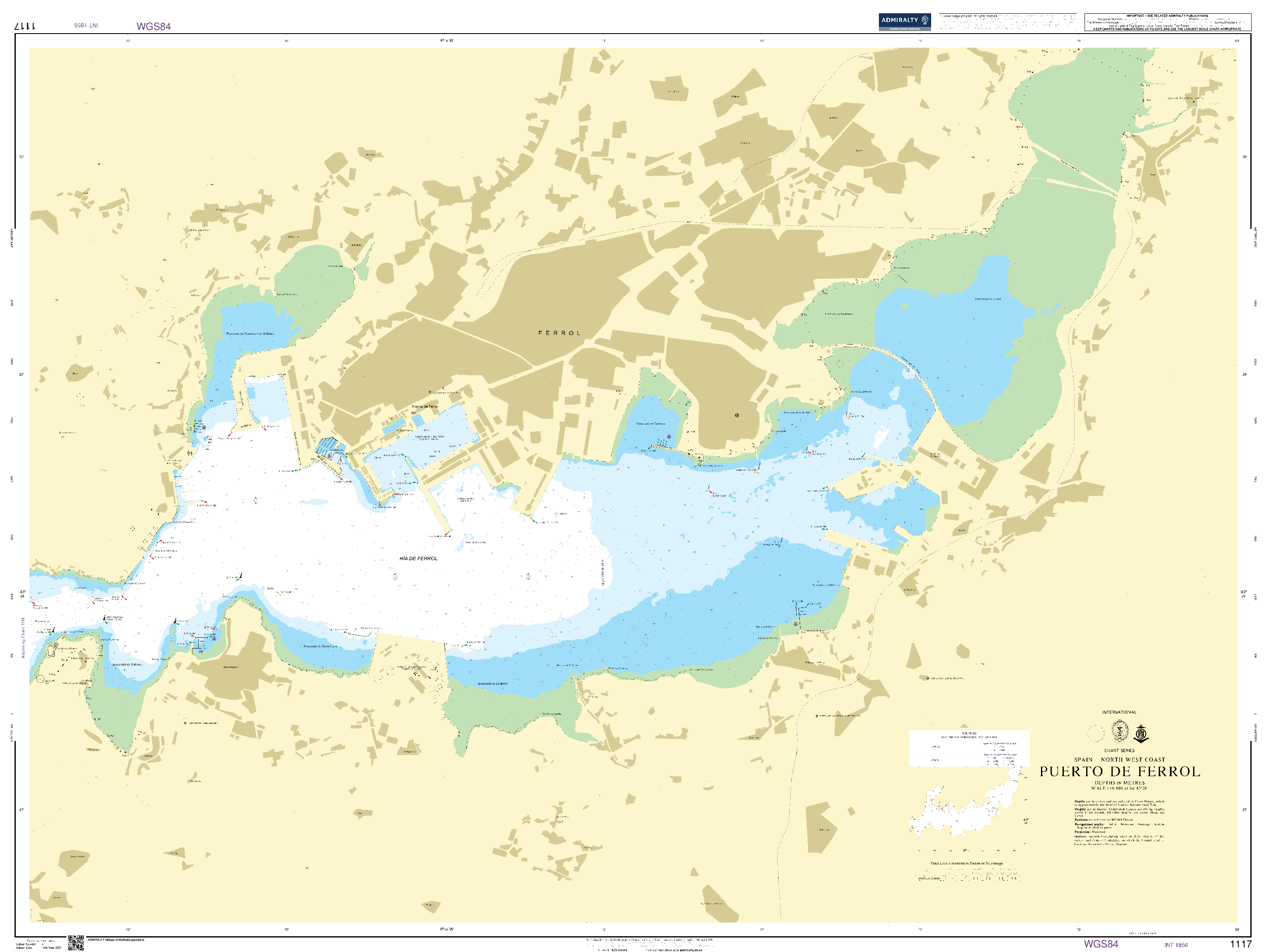 British Admiralty Nautical Chart 1117: Puerto de Ferrol