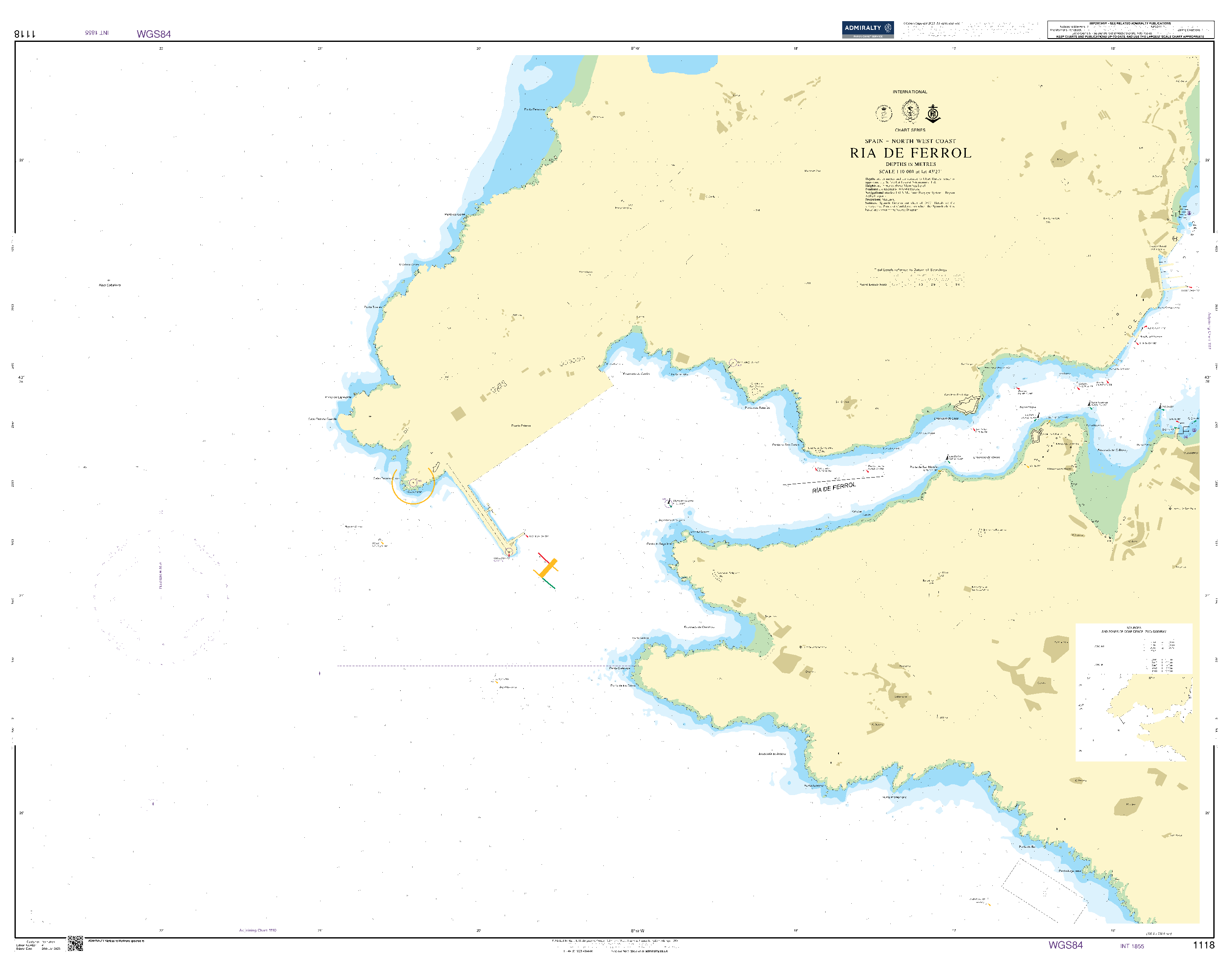 British Admiralty Nautical Chart 1118: Ria De Ferrol