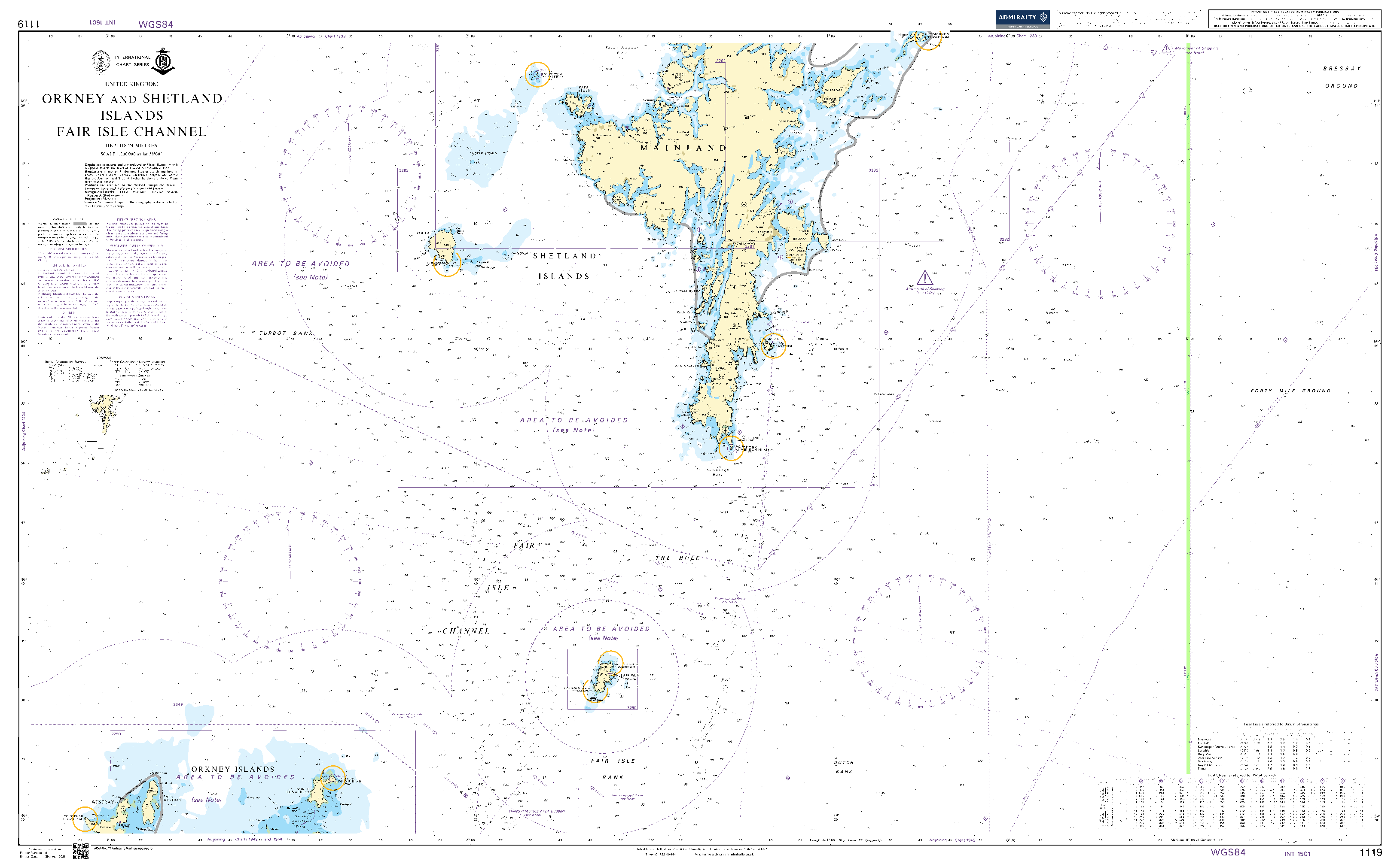 British Admiralty Nautical Chart 1119: British Isles, Orkney and Shetland Islands, Fair Isle Channel