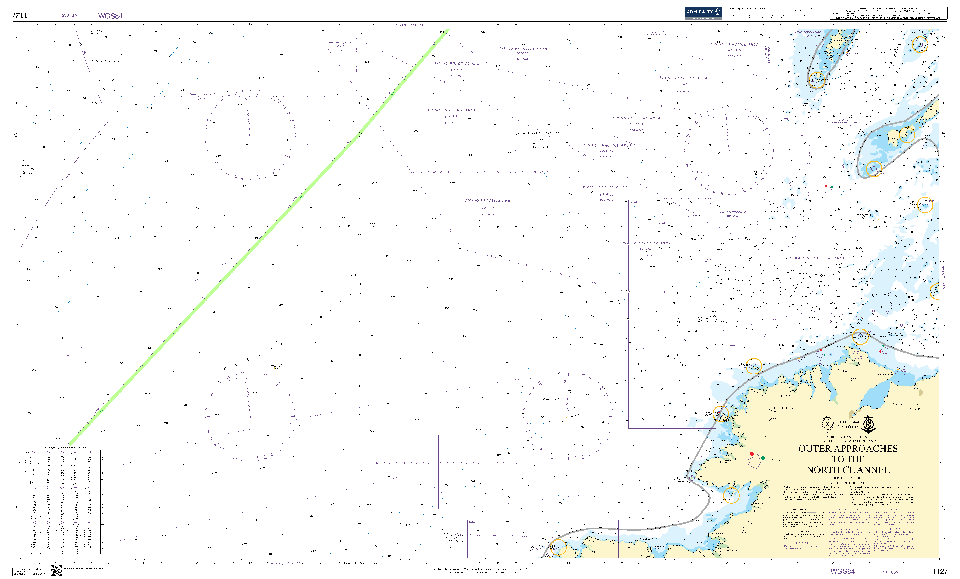 British Admiralty Nautical Chart 1127: North Atlantic Ocean, British Isles, Outer Approaches to the North Channel