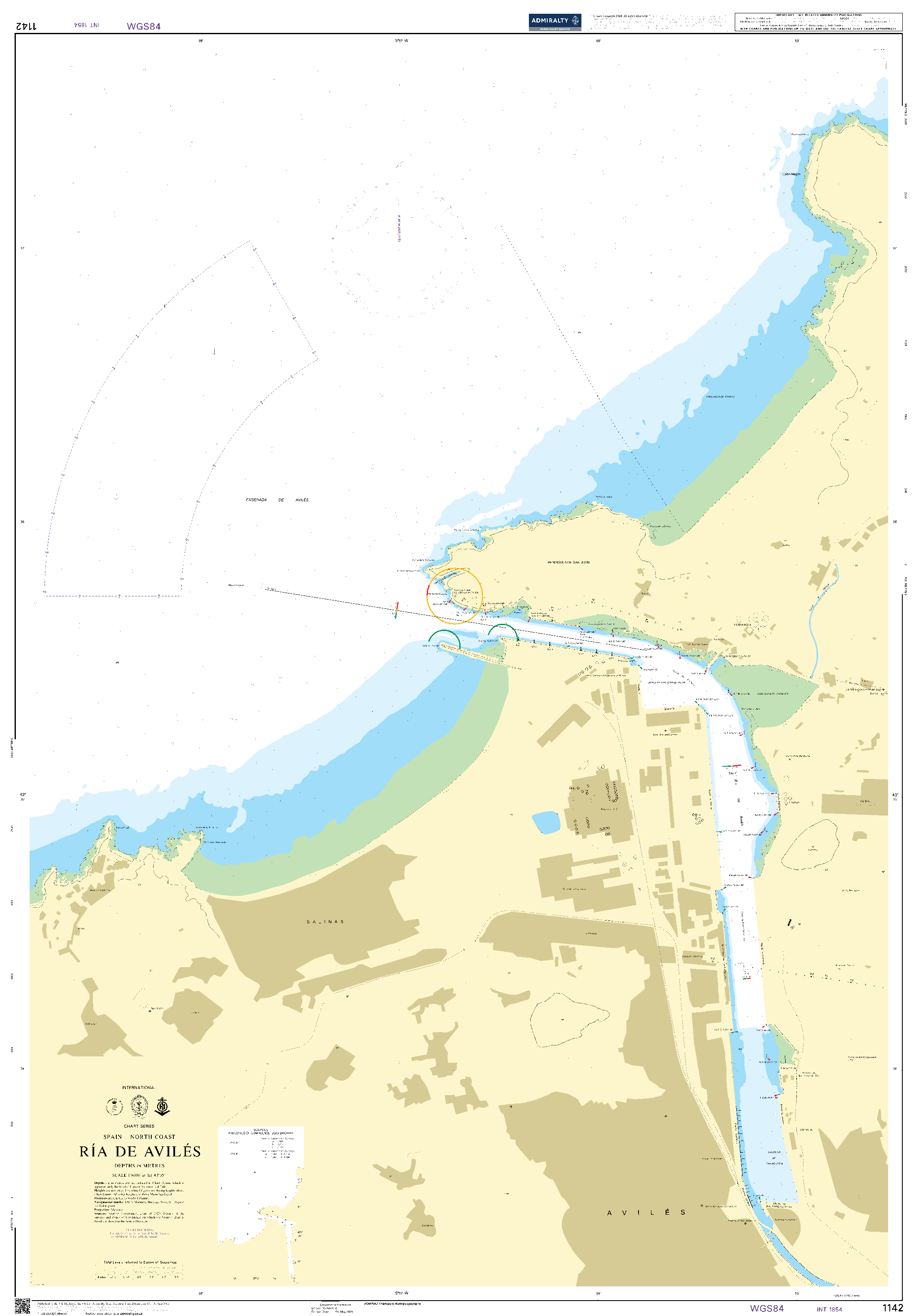 British Admiralty Nautical Chart 1142: Ria de Aviles