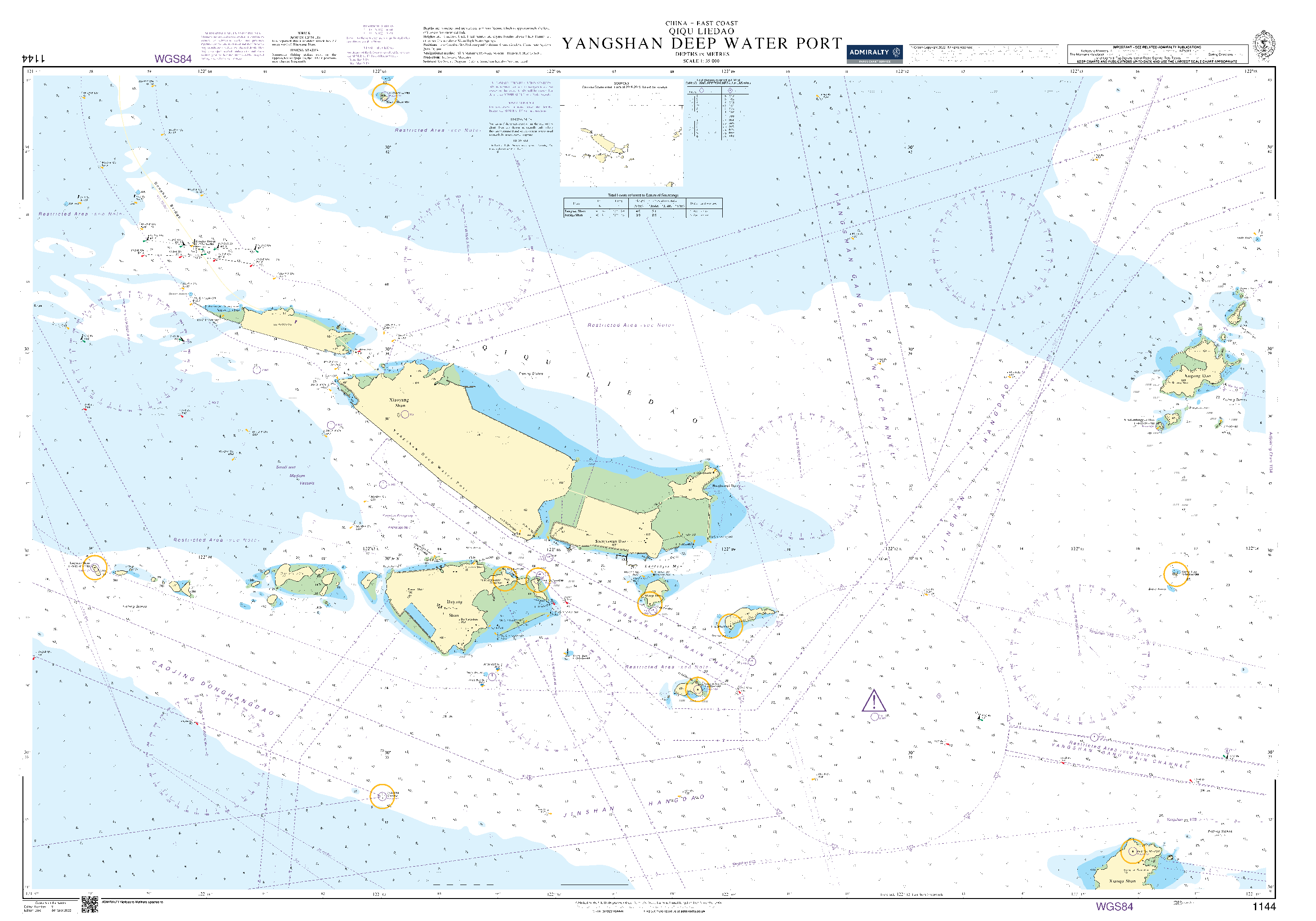 British Admiralty Nautical Chart 1144: China - East Coast - Qiqu Liedao, Yangshan Deep Water Port