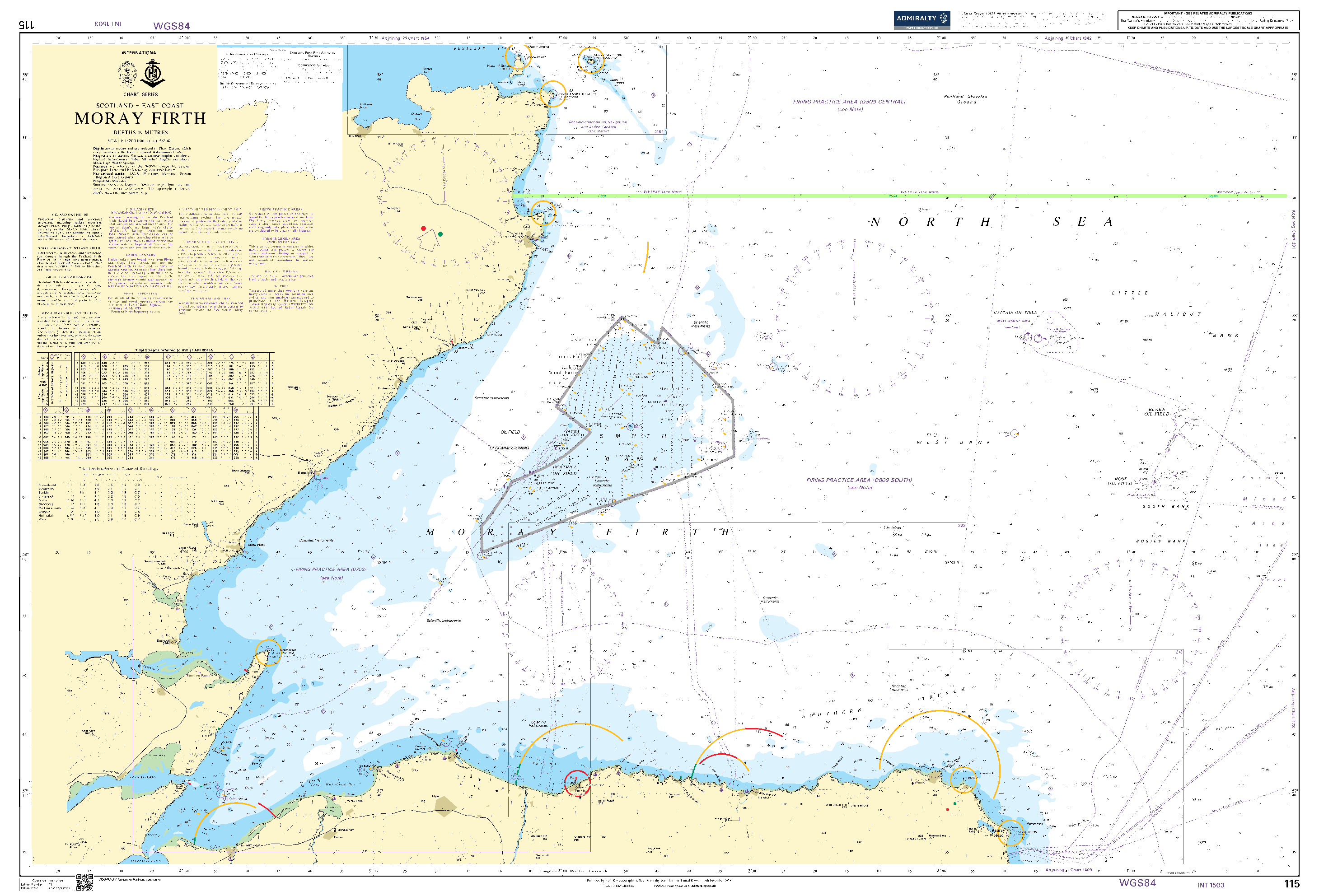British Admiralty Nautical Chart 115: Scotland – East Coast, Moray Firth