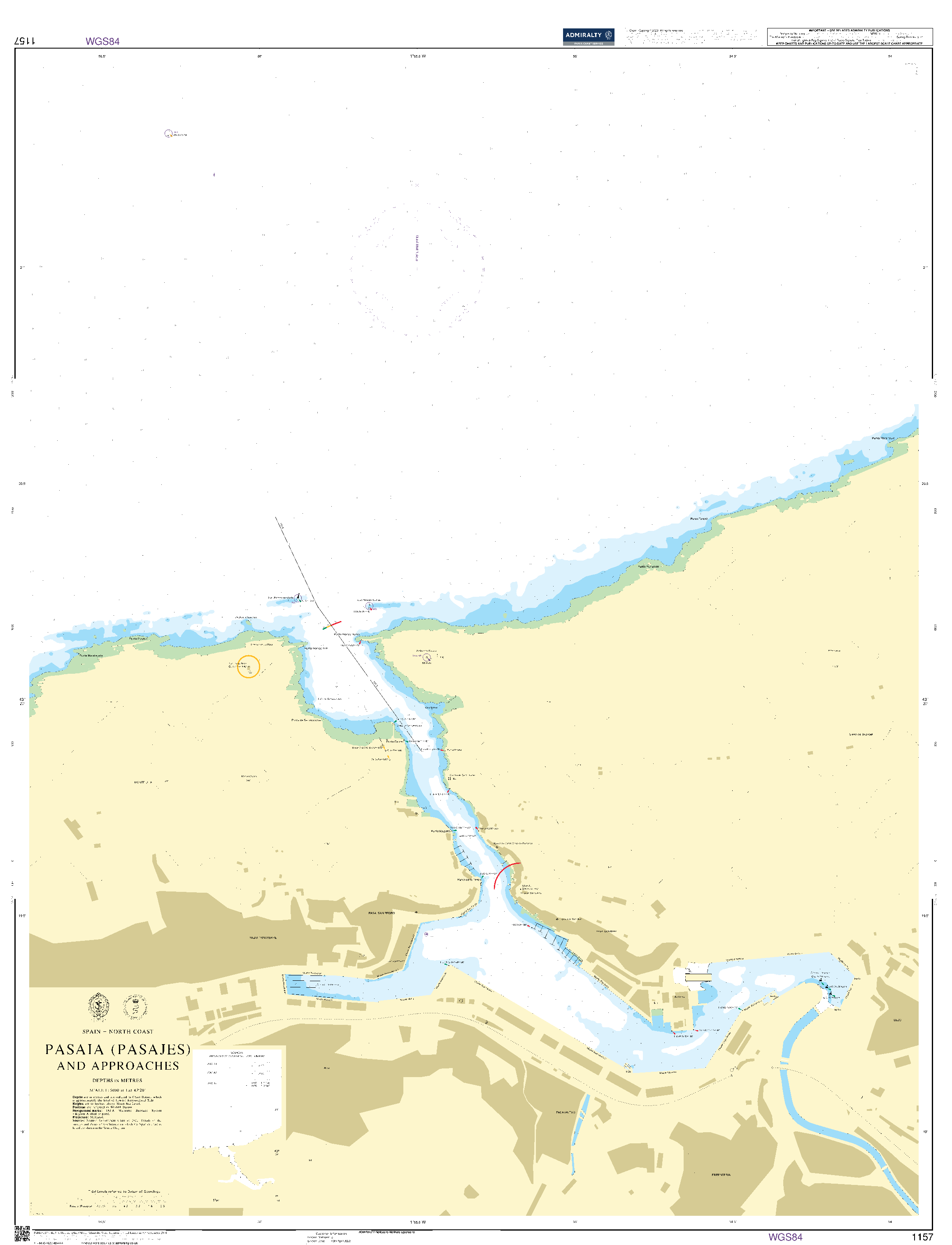 British Admiralty Nautical Chart 1157: Pasaia (Pasajes) and Approaches