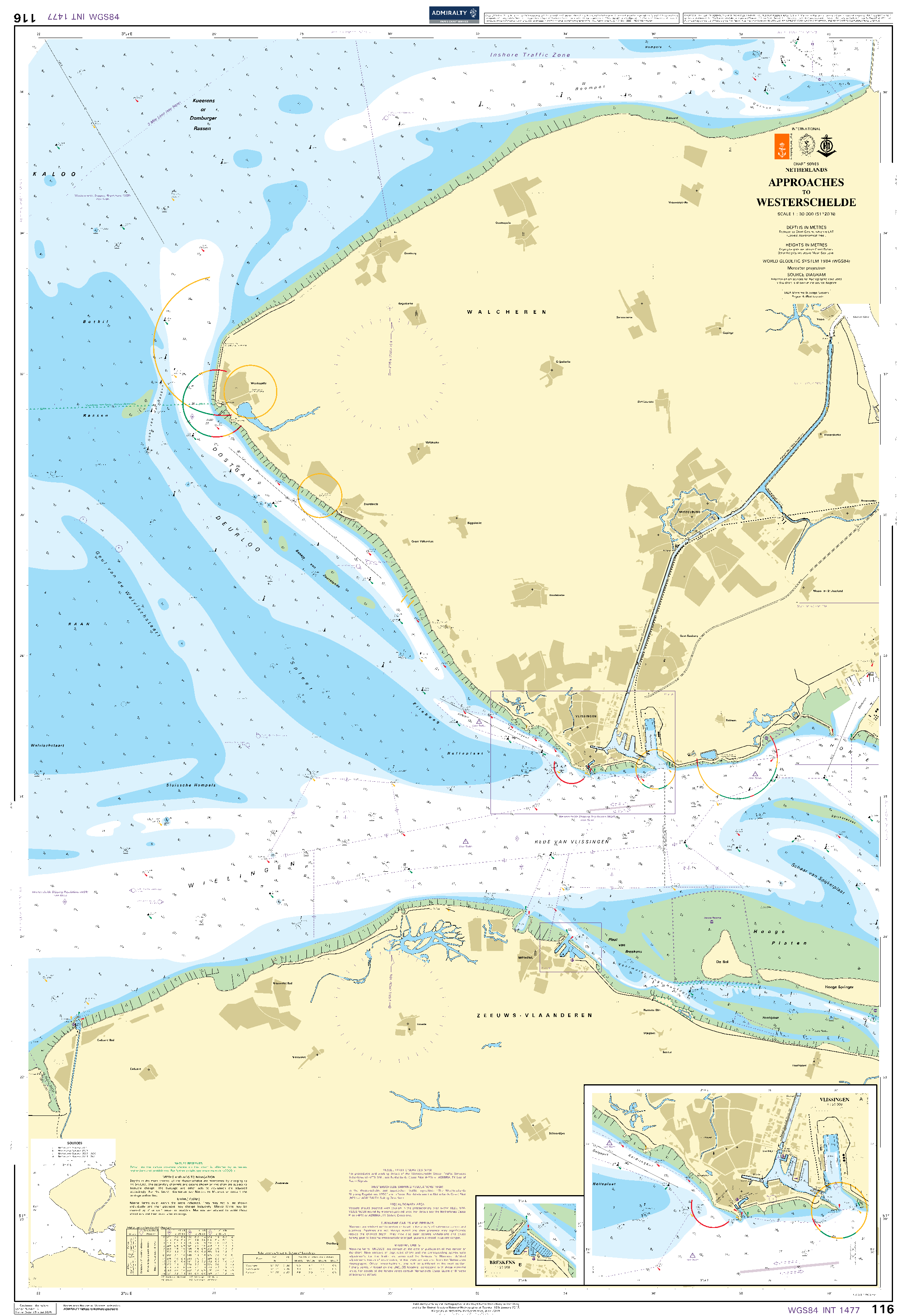 British Admiralty Nautical Chart 116: Approaches to Westerschelde