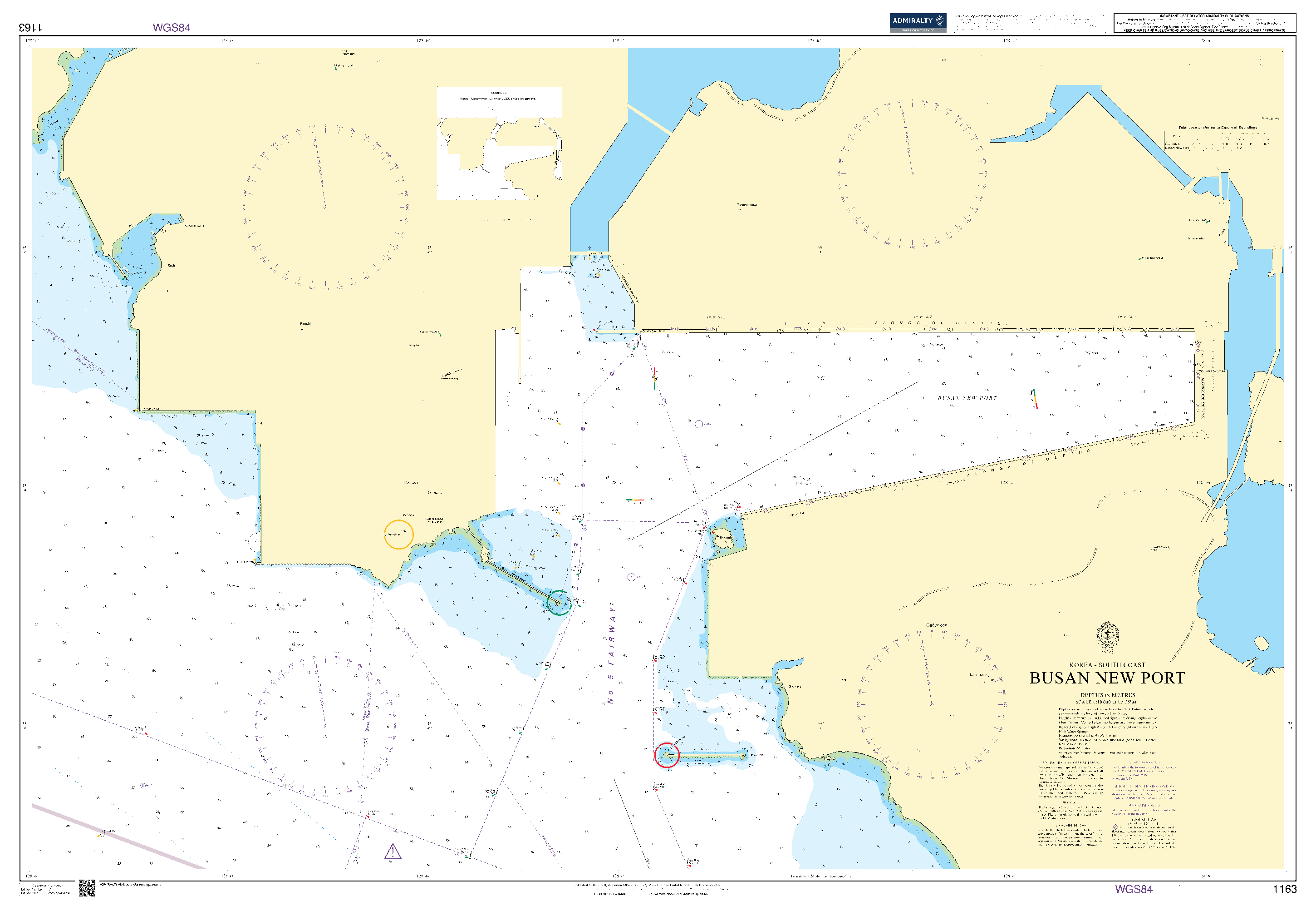 British Admiralty Nautical Chart 1163: Korea - South Coast, Busan New Port